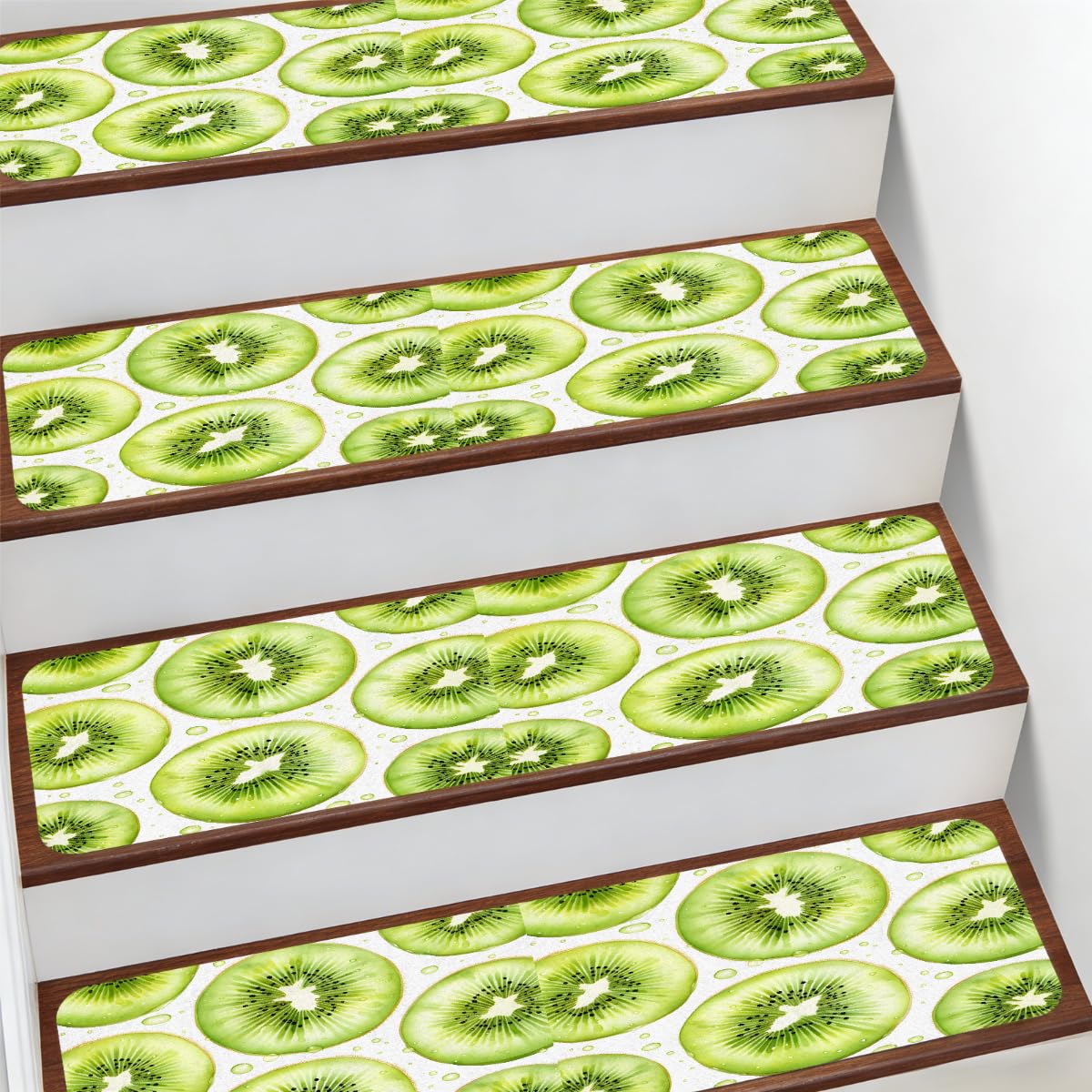 Alfombras para escaleras interiores Mexpekil de 7.8x30" y diseño de kiwi