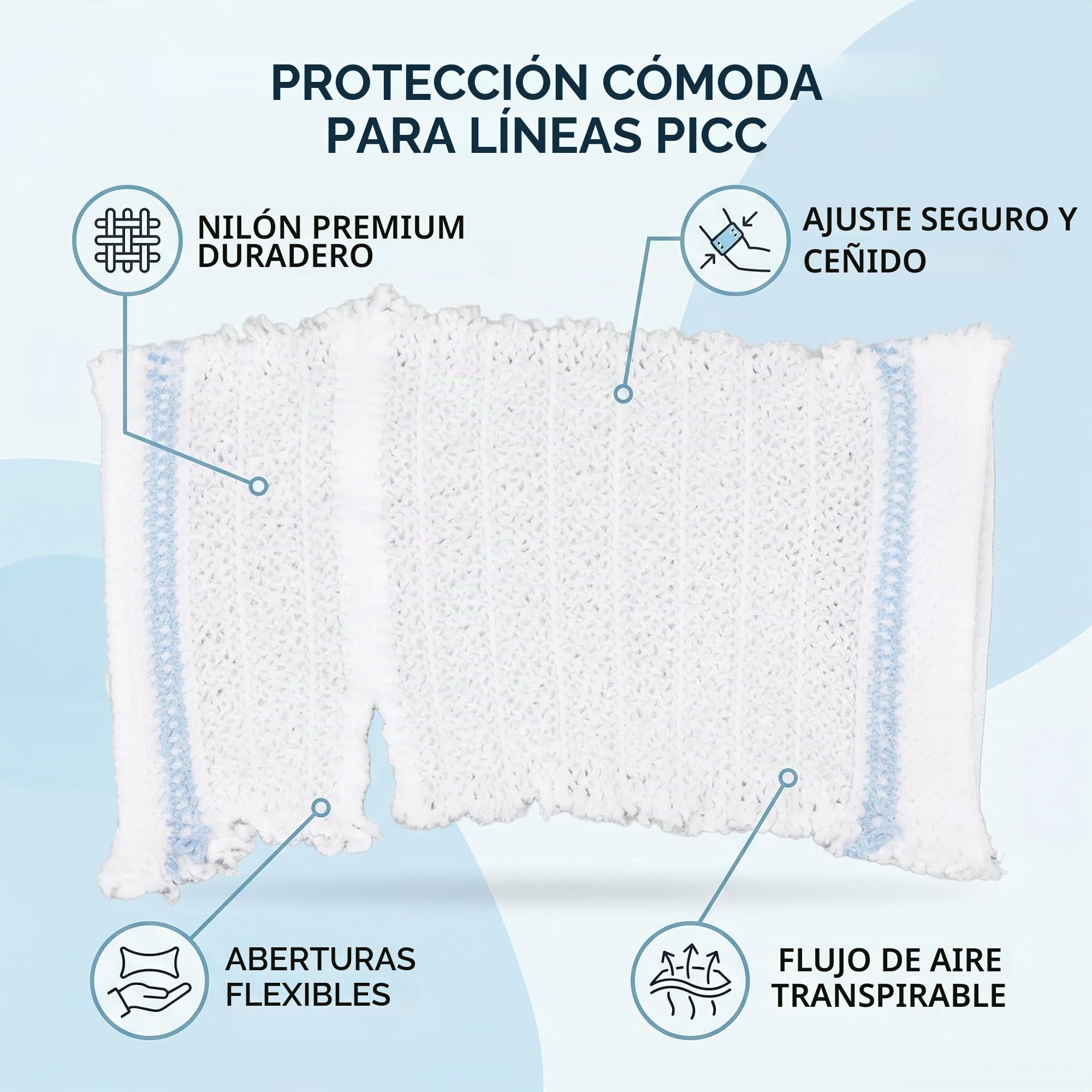 Cubierta PICC, Transpirable y Elástica Cubierta de Malla para Línea de Catéter, Vendaje Protector para Brazo Superior for Pacientes Hospitalarios y Cuidado Domiciliario