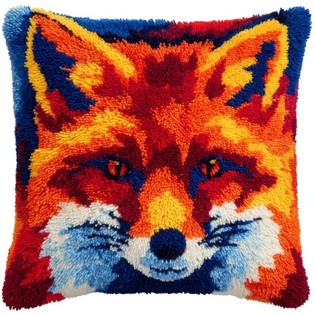 AxiangziK Latch Hook Pillow Kits with Yarn,Cartoon Fox