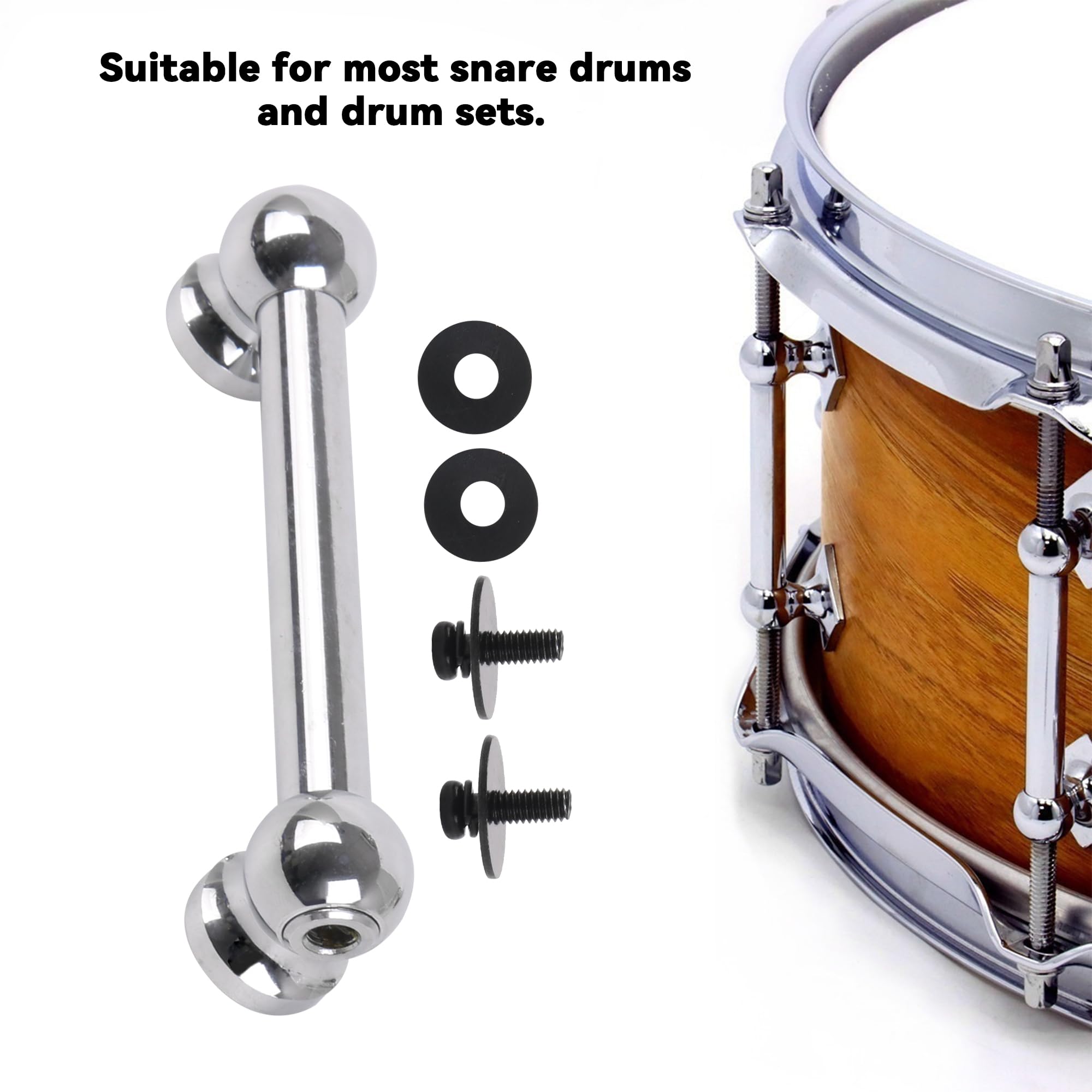Yibuy Aluminum Double End Drum Lug for Snare Percussion 3.15" with Gaskets Silver, 98x25mm/3.86"x0.98" (LxH) - Image 3