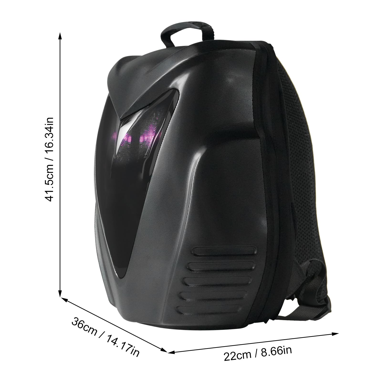 Fafeicy Plecak Motocyklowy Programowalny Plecak LED Twarde Etui Wodoodporna Torba Rowerowa o Dużej Pojemności na Laptopa z Ekranem 56x40 Pikseli
