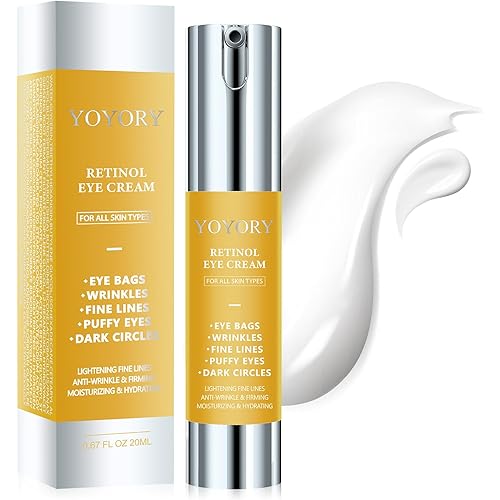 Retinol Under Eye Cream - Anti Aging Eye Cream for Dark Circles and Puffiness, Eye Bags, Wrinkles Fine Lines Skin Care Treatment Hydrates Moisturizes Gold(0.67 Fl Oz)