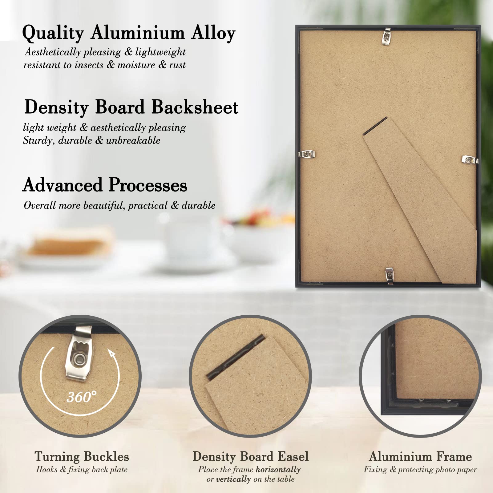 Lot De 12 Cadres Bois Véritable Noir Avec Passepartout | 10x15, 13x18, 15x20 Et 21x30 Cm | Boutique En Ligne PlentyShop LTS