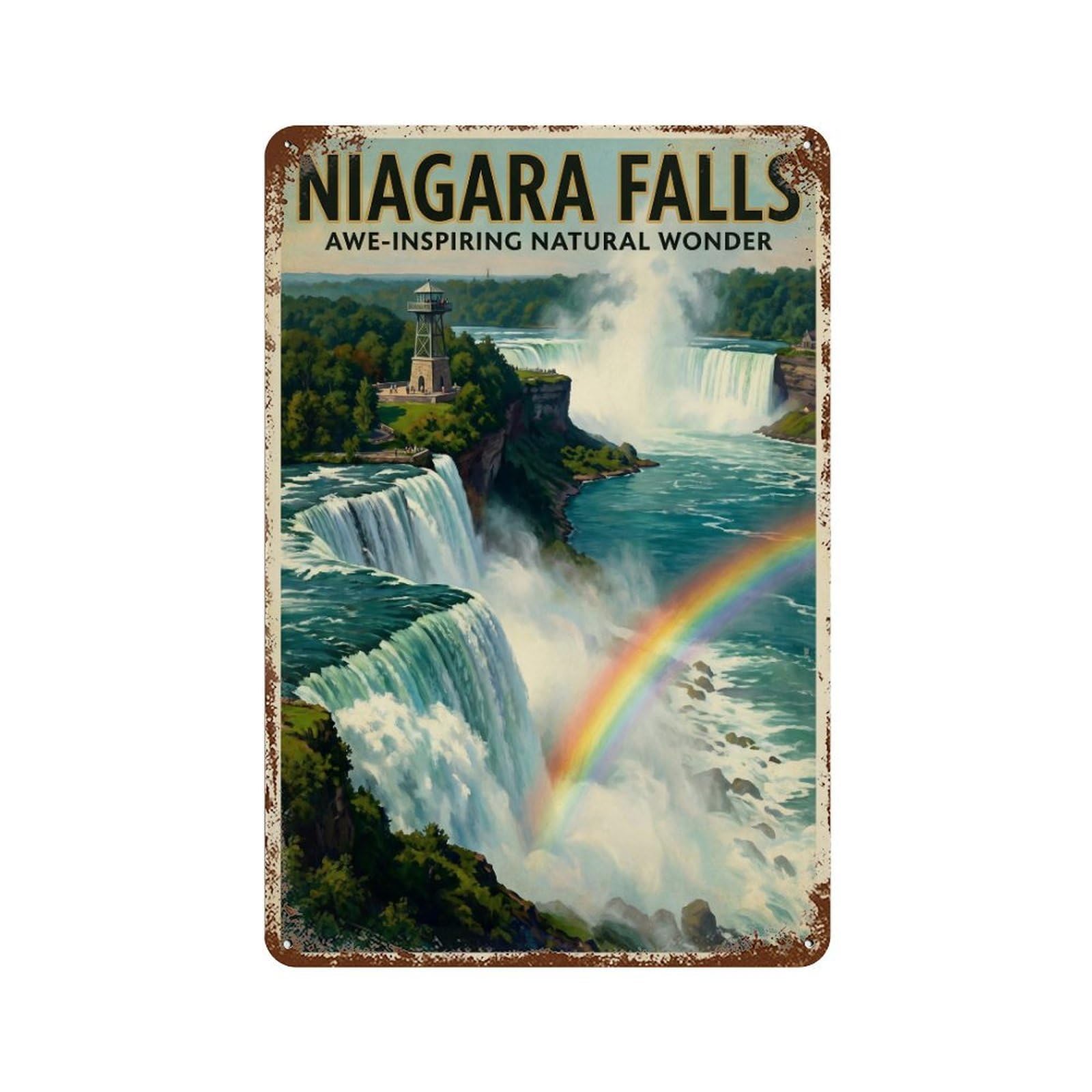 Metal Tin Sign Vintage Travel Canada Niagara Falls