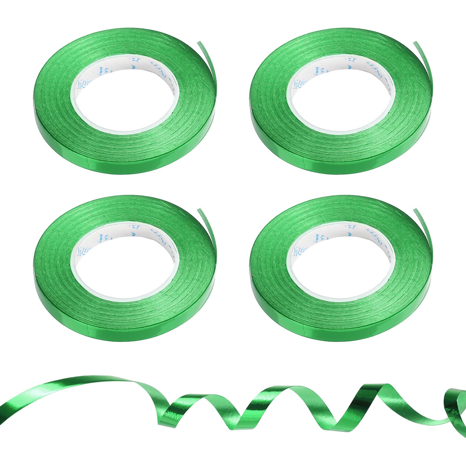 PATIKIL 4pcs Curling Ribbon Crimped Balloon String Shiny Metallic 5mm 10m Iridescent for Party Decoration Gift Wrapping Crafts Green