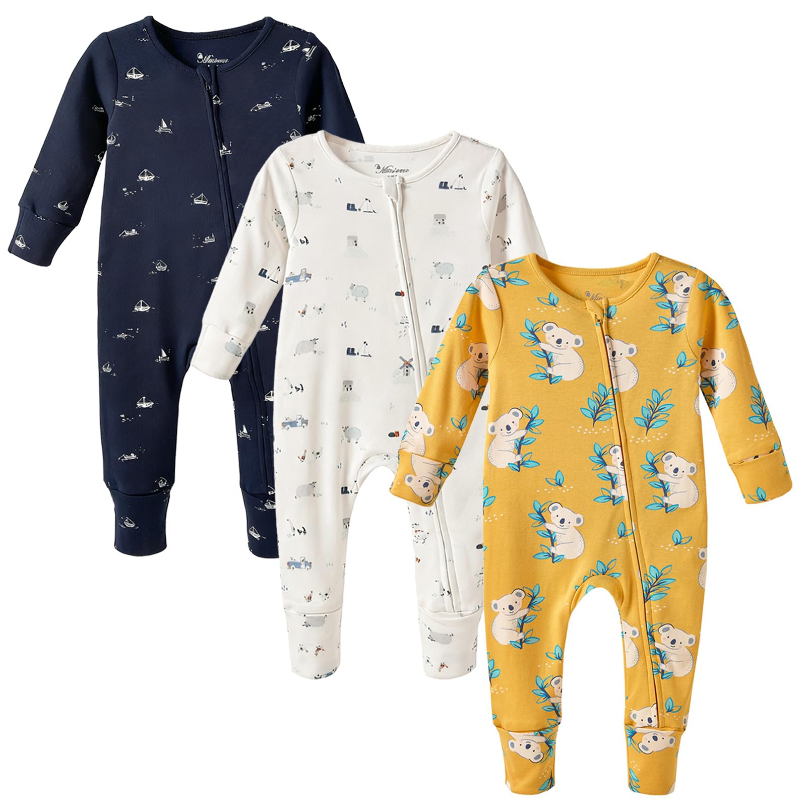 Baby Girls Boys Jumpsuit Long Sleeves Footless Romper Side Zipper Outfits Infant Summer Clothes for 0-18 Months