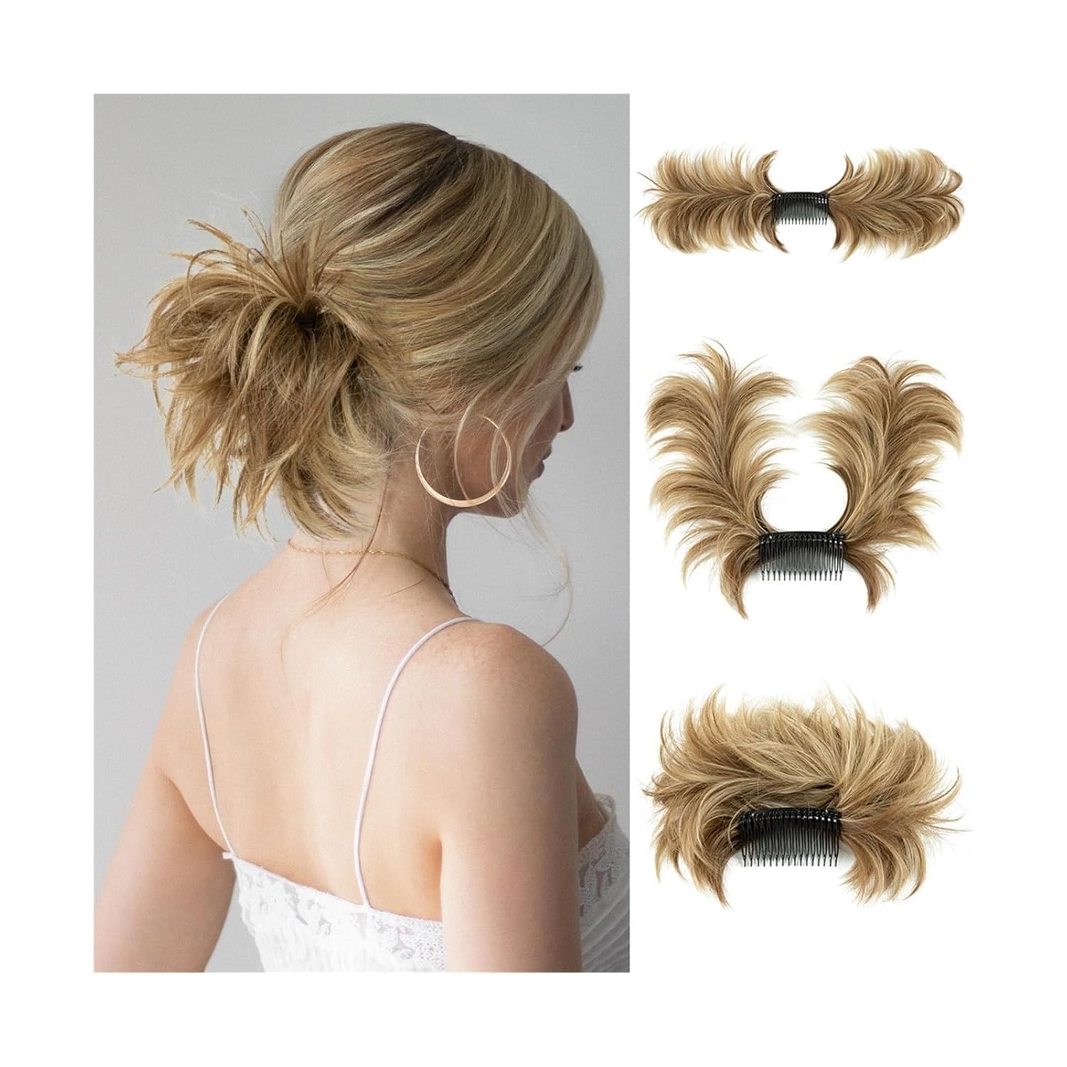 Hair Bun Clip In Hairpieces Donut Updo Synthetic Hair Bun Extensions Messy Curly Hair Chignon Scrunchies Hair Pieces for Women Chignon Hairpieces(Brunette Ash Blonde) Hair Bun Clip In Hairpieces Donut Updo Synthetic Hair Bun Extensions Messy Curly Hair Chignon Scrunchies Hair Pieces for Women Chignon Hairpieces(Brunette Ash Blonde)