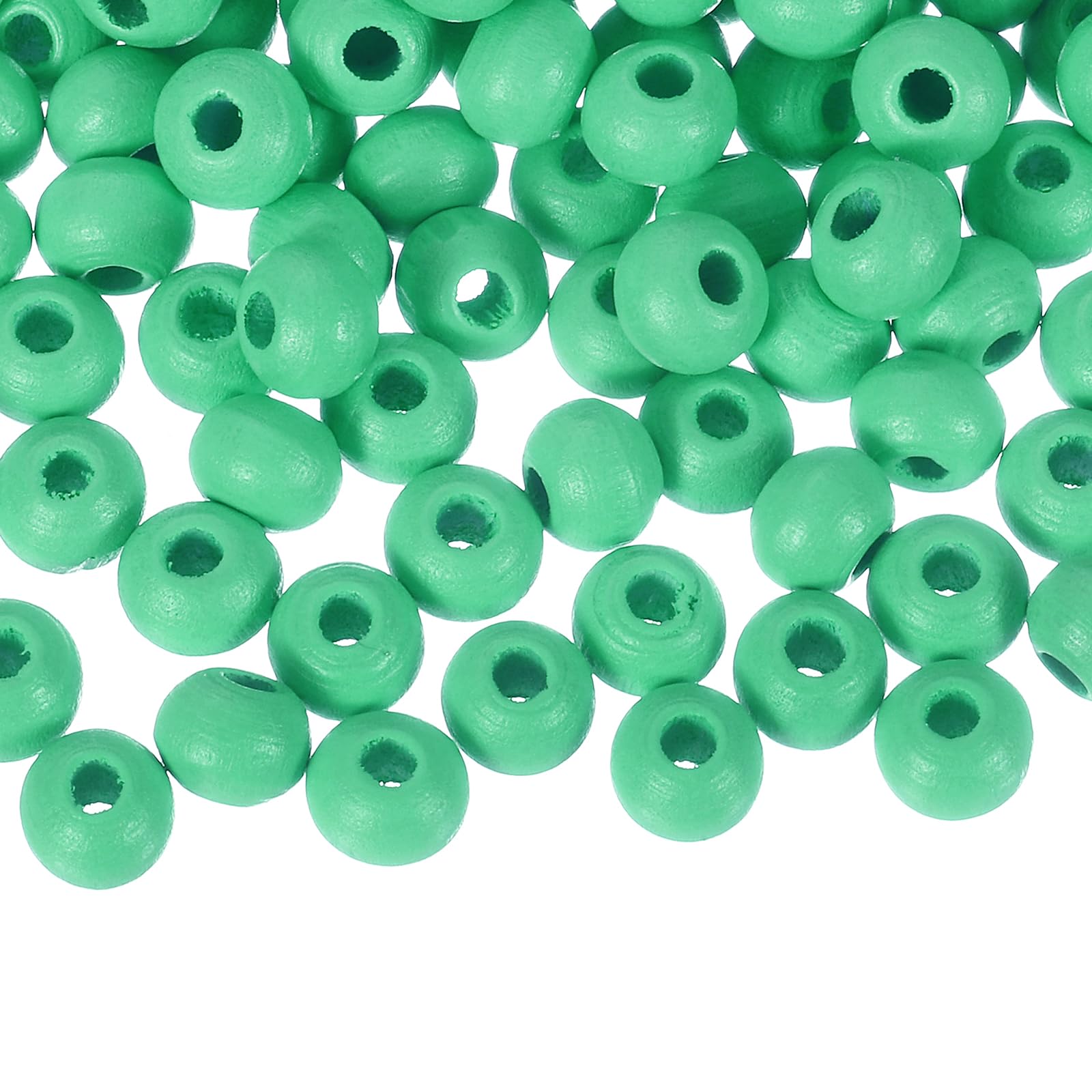 sourcing map 200Pcs 6mm Colored Natural Wood Beads, Large Hole Round Colorful Wooden Spacer Beads for DIY Crafting, Jewelry Making Bracelets (Grass Green)