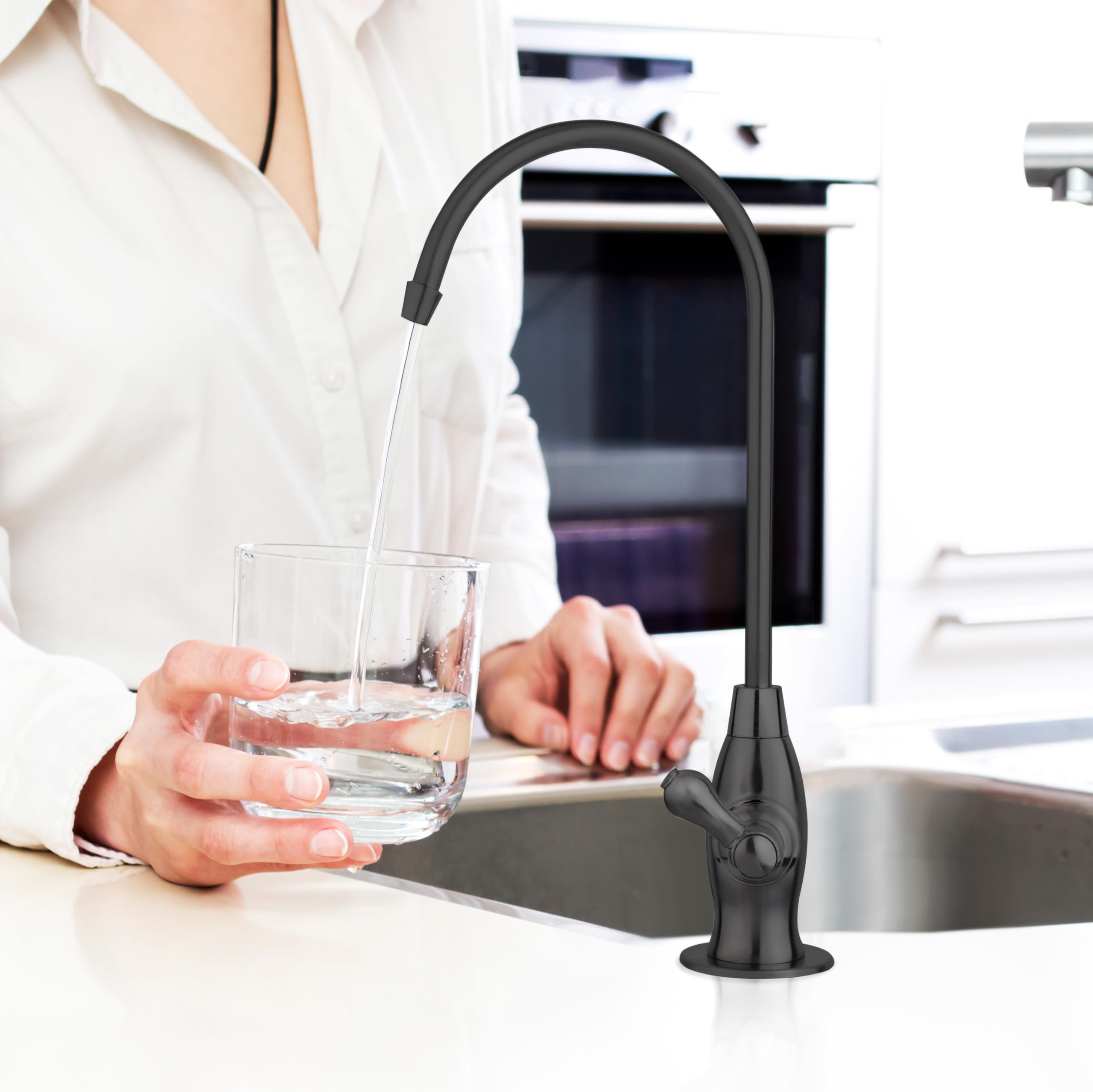 iSpring GK1-ORB Grifo de Ósmosis Inversa de Alta Resistencia, Grifo de Agua Potable para Barra de Cocina de Caño Alto, Grifo de Ósmosis Inversa de Estilo Contemporáneo, Negro Frotado con Aceite