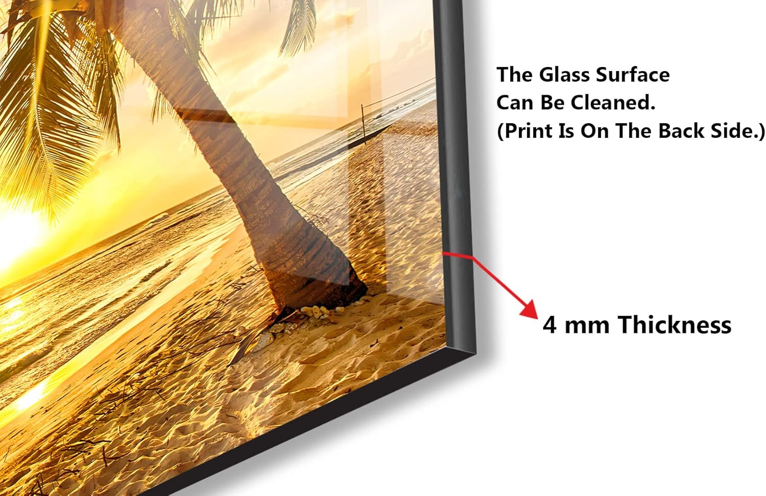 Myphotostation Tempered Glass Splashback 35.5Wx30H'-Tropical Backsplash Design Cooker Palm Tree Backsplash Panel Glass Splashback for Kitchen Panel Design Tropical Beach Splashback for Stove