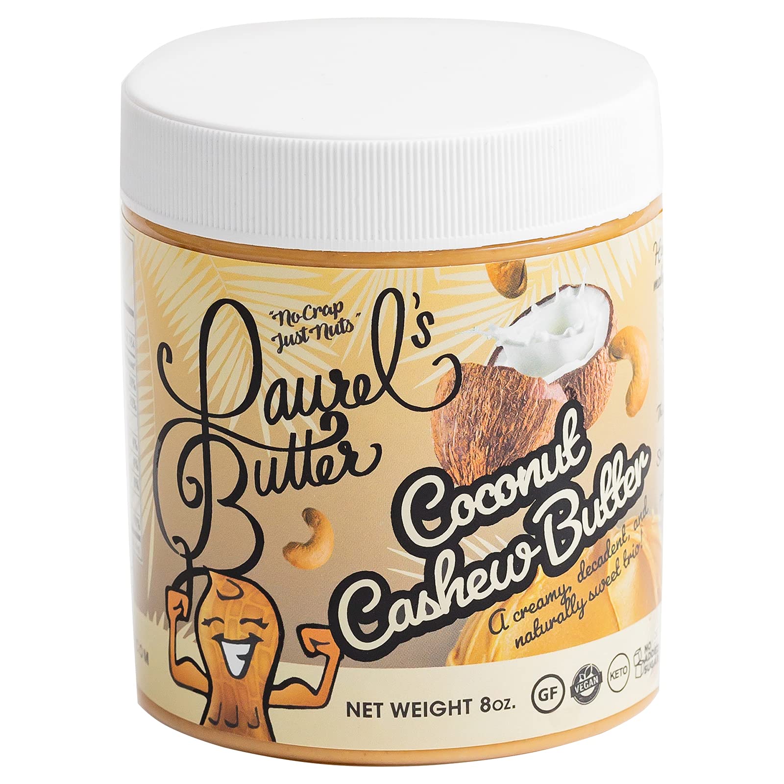 Laurel’s Coconut Cashew Butter – High Protein Nut Butter - Flavored Butter - Keto Friendly Butter – Gluten & Preservatives Free – Omega 3’s – Non-GMO - No Added Sugar Butter - (8 Oz)