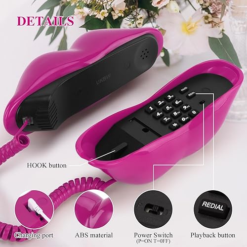 Miniatura 3 de UKBW Libro de invitados de audio, teléfono de boda, grabación de 32 G, mensaje de audio personalizado, interesante boca en forma de labio, libro de