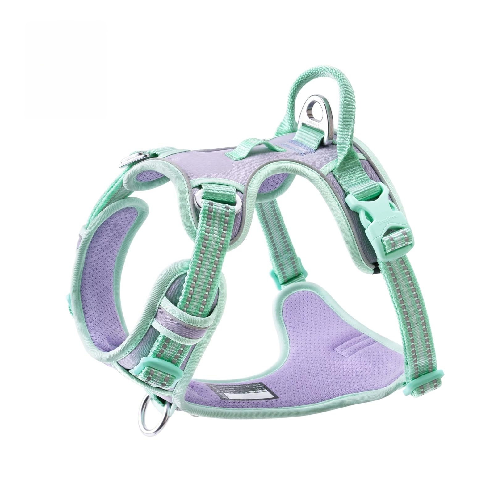 Arnés Ajustable para Perros Pequeños y Medianos – Aleación de Aluminio Ligera, Luz LED, Asa de Corto Alcance, Hebilla Conveniente, Malla Transpirable y Cinta de Nylon 3M,Púrpura,XL