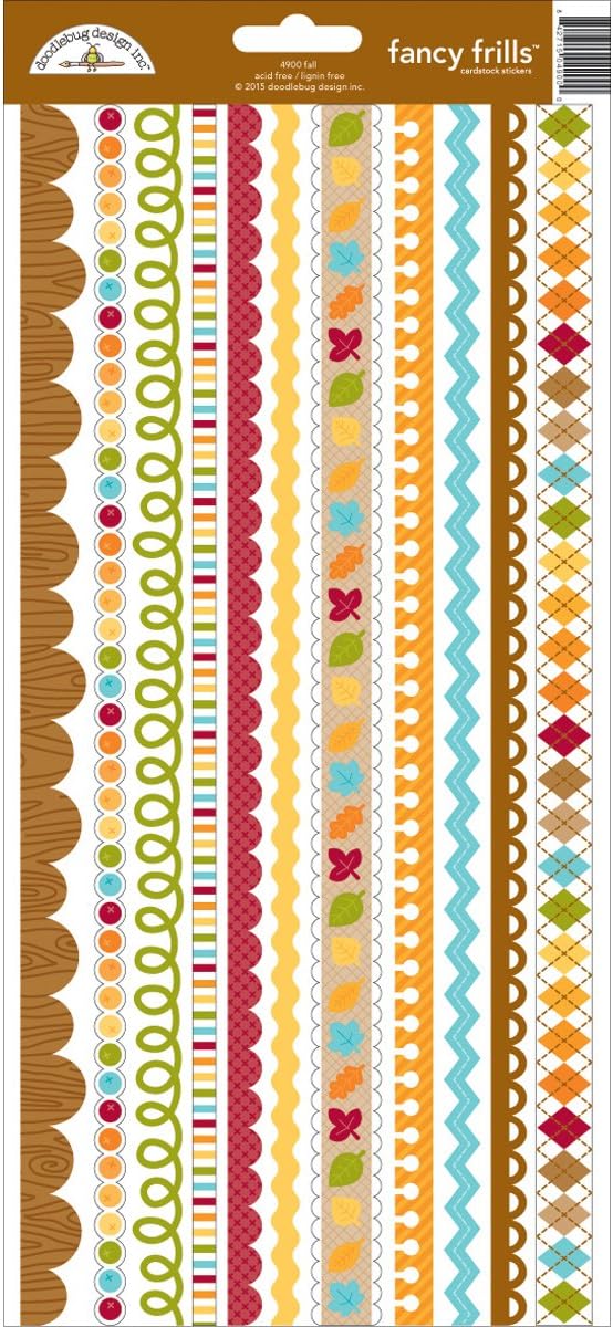 Doodlebug Designs Fall Friends Fancy Frills Scrapbook Sticker sheet