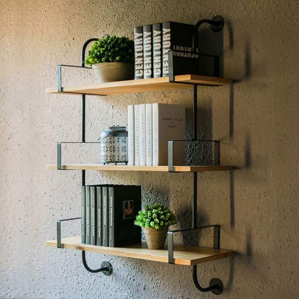 SGJ-Floating Shelf Iron pipe rack LOFT style retro industrial style Wall decorative toilet paper holder finishing iron partition (Size : 80cm)