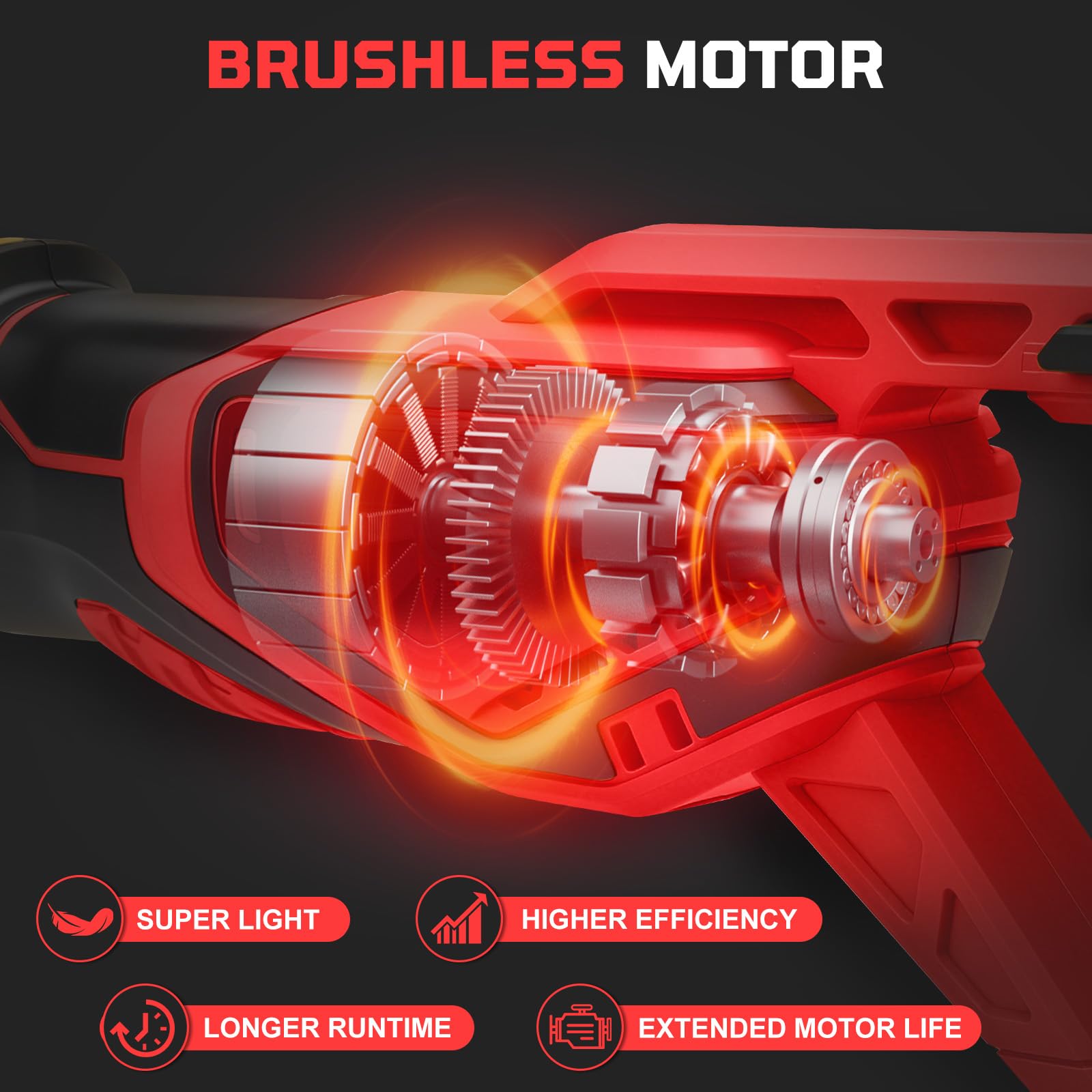 Roadtime Sierra Sable Inalámbrica para Milwaukee 18 V (sin batería) | motor sin escobillas 0-4000 RPM Sierra Electrica de Velocidad Variable, con 4 Cuchillas para Cortar PVC/Madera/Metal