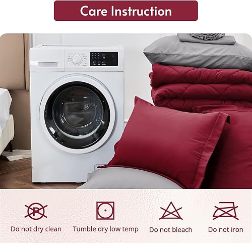 Miniatura 314 de MUXHOMO Juego de edredón Queen de 7 piezas, cama reversible en una bolsa, tamaño Queen, juego de ropa de cama para todas las estaciones con edredón