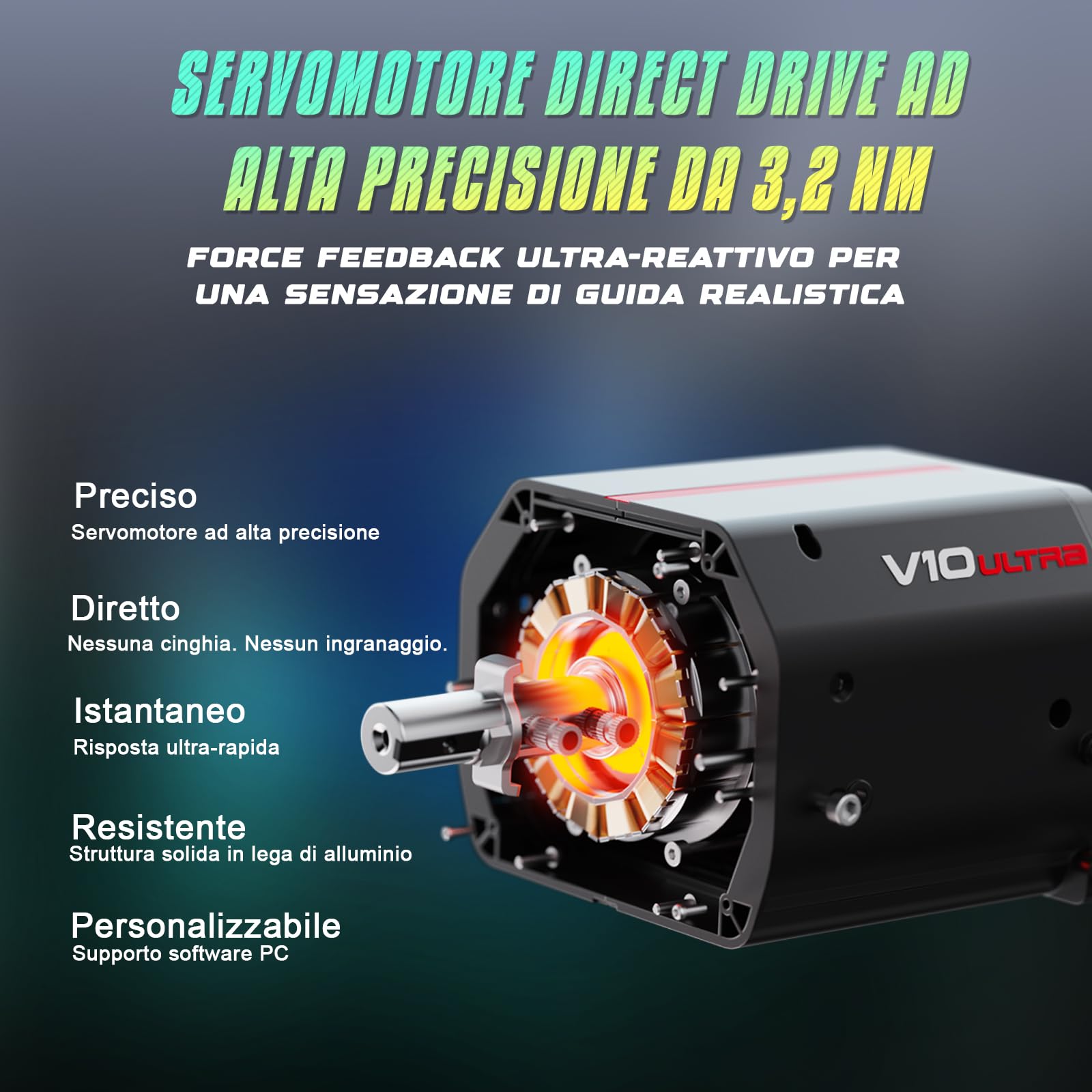 PXN V10 Ultra Volante da Corsa Direct Drive con Pedali – Force Feedback 3,2 Nm, Volante da Gioco con Impugnatura in Pelle Microfibra e Paddle Shifter – Kit Sim Racing per PC, PS4, Xbox One/Series