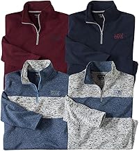 ATLAS FOR MEN Pack of 4 Fleece Sweatshirts - Ultra-Comfortable and Warm - Sweatshirts with Zip Neck - Ideal Winter/Travel/Hiking - Available in Plus Sizes from M to 5XL