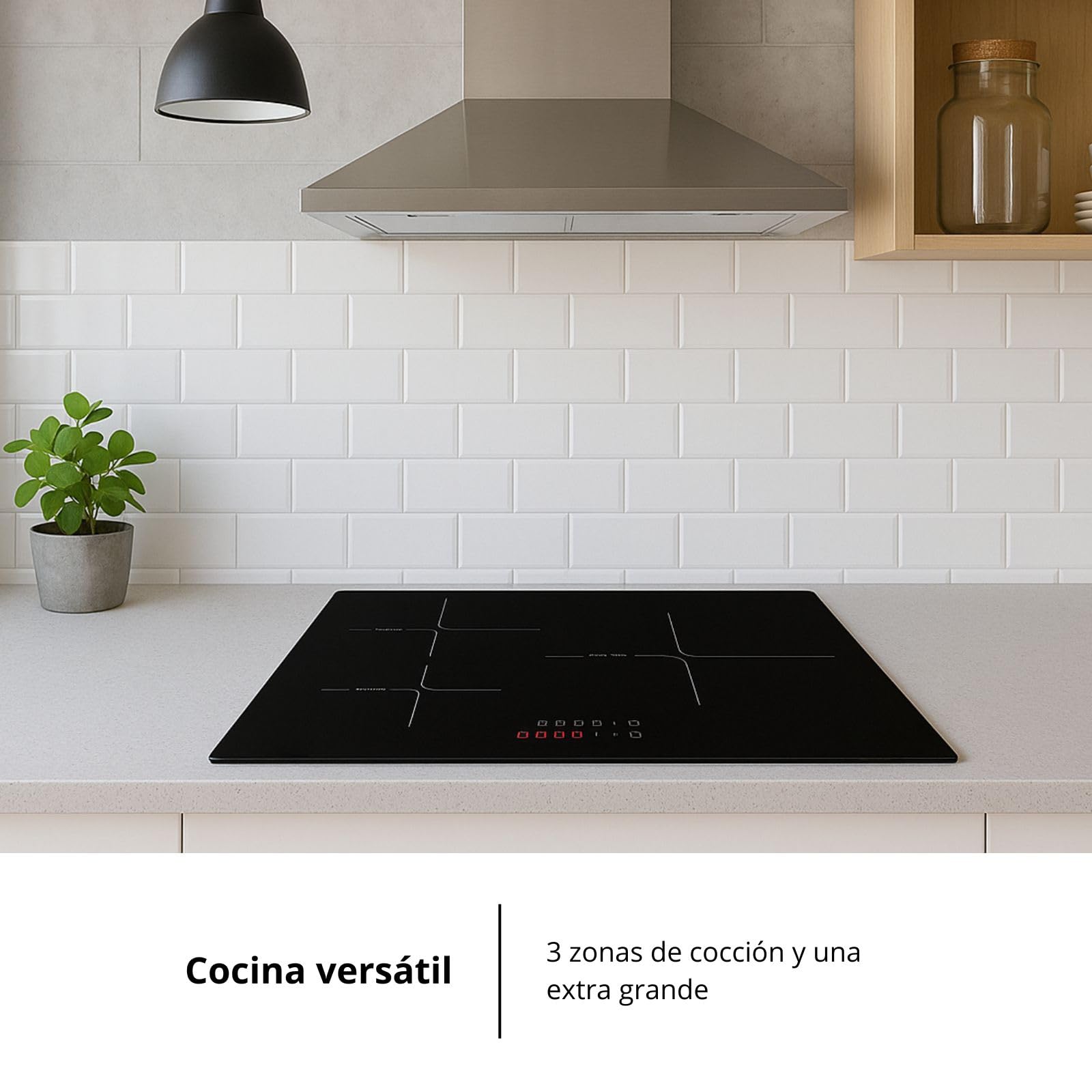 Corberó - Placa de Inducción | CCIM3662 | 60cm | 3 Zonas | 6200W | 3 Zonas de Cocción | Zona Extra Grande 29 cm | Control Táctil | Booster| Temporizador | Bloqueo seguridad | Lineas Blancas — view 6