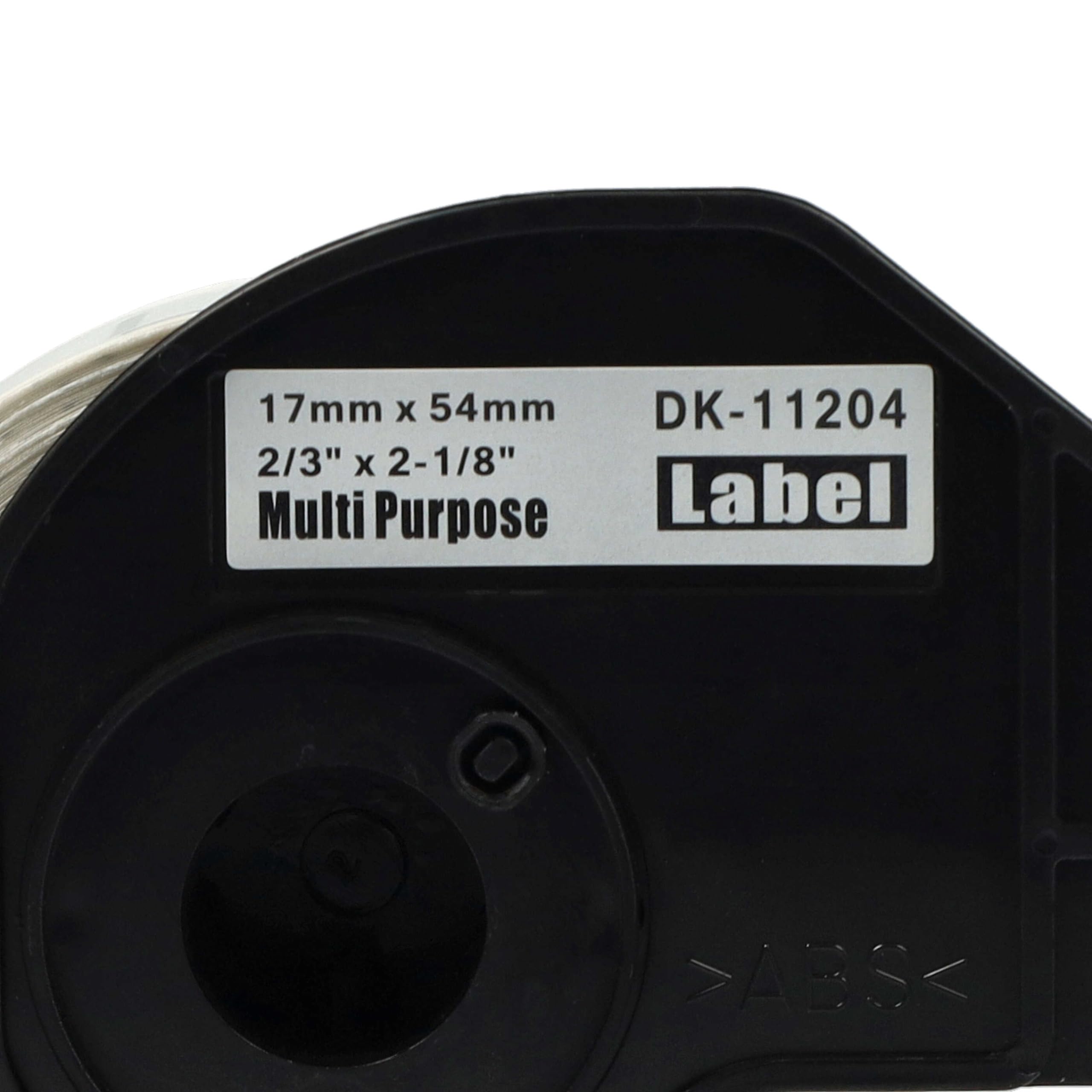 vhbw 5x rotolo etichette con supporto 17mm x 54mm (400 etichette) compatibile con Brother PT QL720NW etichettatrice bianco