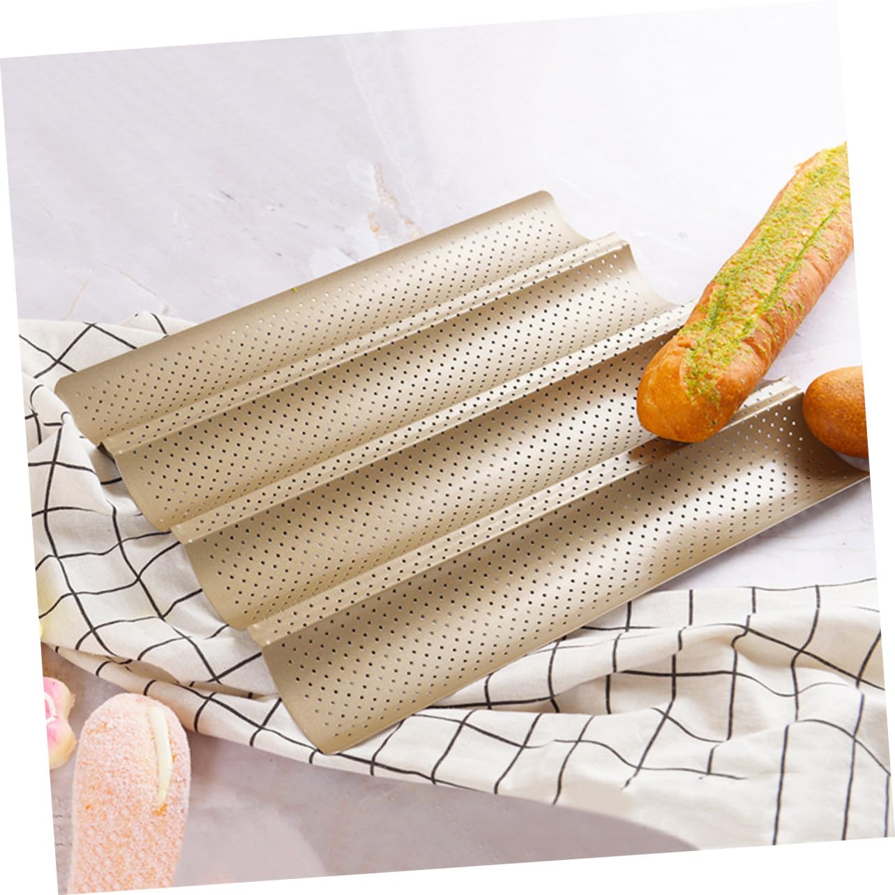 Molde para Hornear Baguettes Larga Antiadherente Bandeja de Pan para Horno Resistente al Calor para Cocina Casera Molde Pan Horno