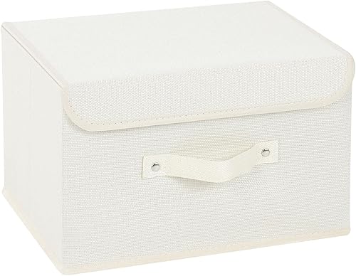 Miniatura 9 de Cajas de almacenamiento, contenedores de almacenamiento plegables con tapas, cestas de almacenamiento de tela de algodón y lino con asa, para