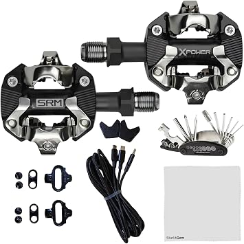 SRM X-Power MTB Dual-Sided Power Meter Pedals, SPD, Long Spindle, Bluetooth