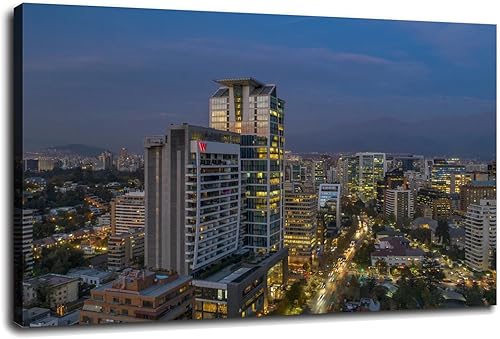 Miniatura 1 de Santiago De Chile Poster Canvas Pictures Wall Art For Office Living Room Bedroom Home Prints Decorations With Framed 36"x24"