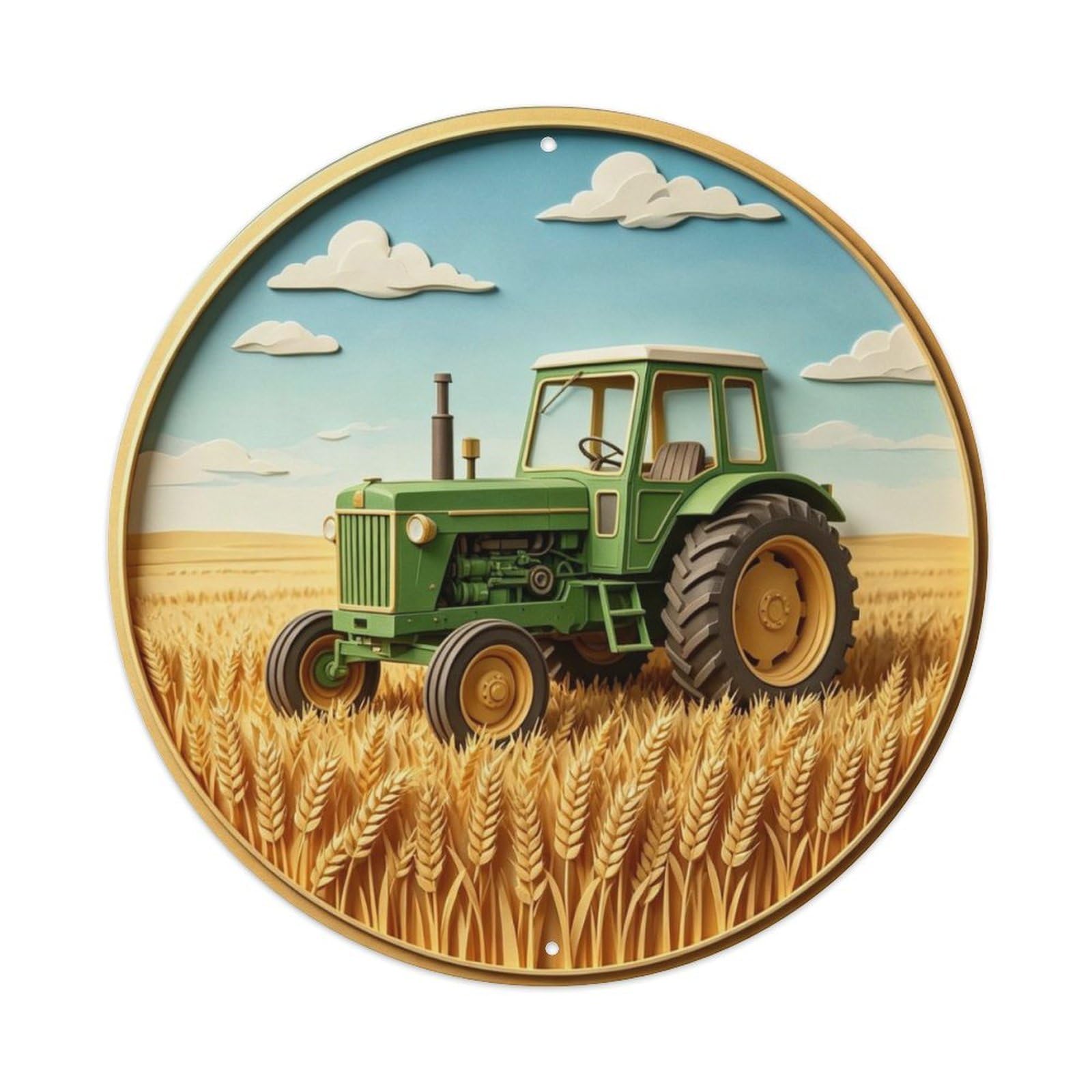 Vintage Green Farm Tractor Metal Tin Sign Plaque
