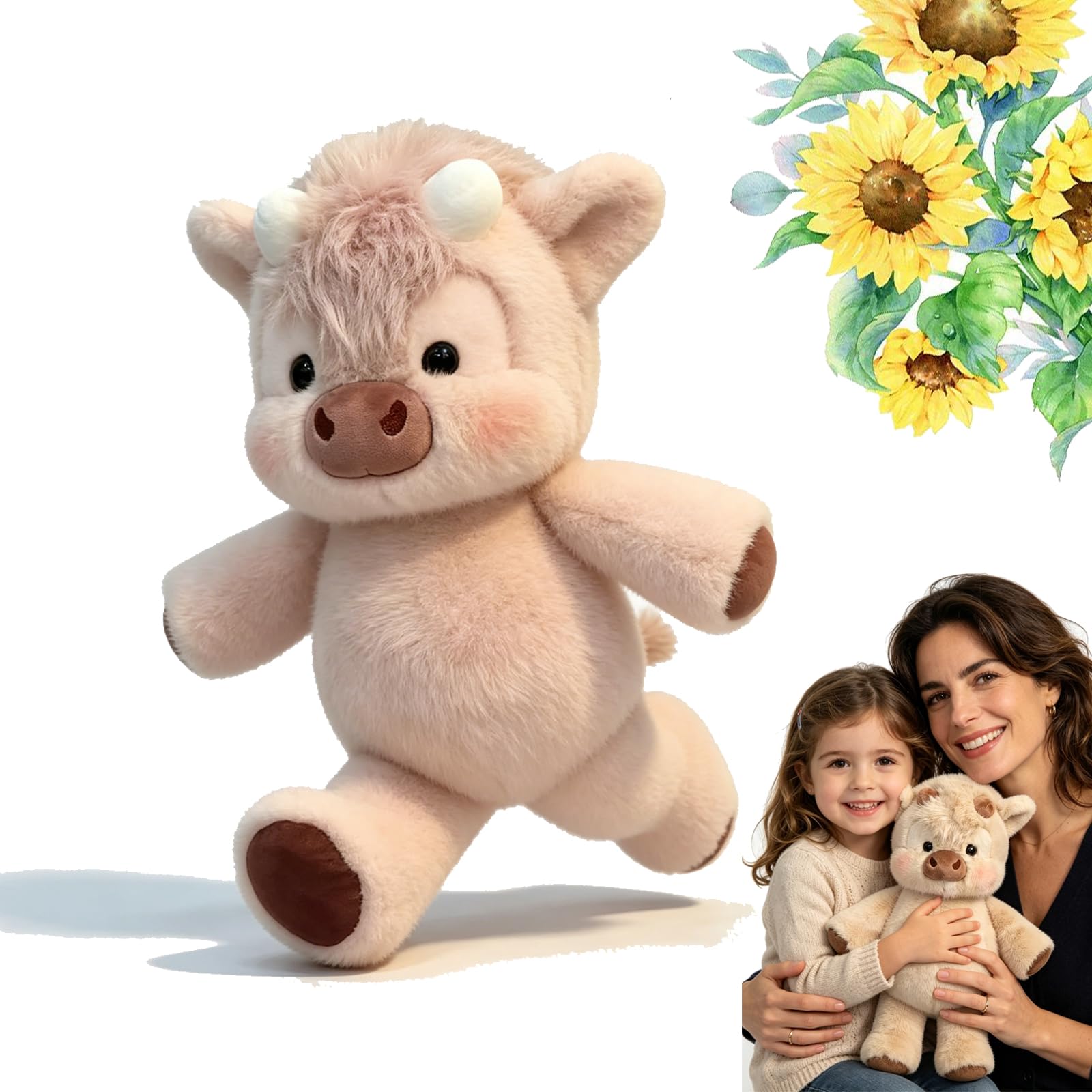 GXHNB Running Cow Plush 45/60cm, Running Plush for Stress Relief and Emotional Support, Cute Running Sheep Cuddly Toy Stuffed Animal Home Decor for Girls, Boys, Men and Women (Vache rose,60cm)