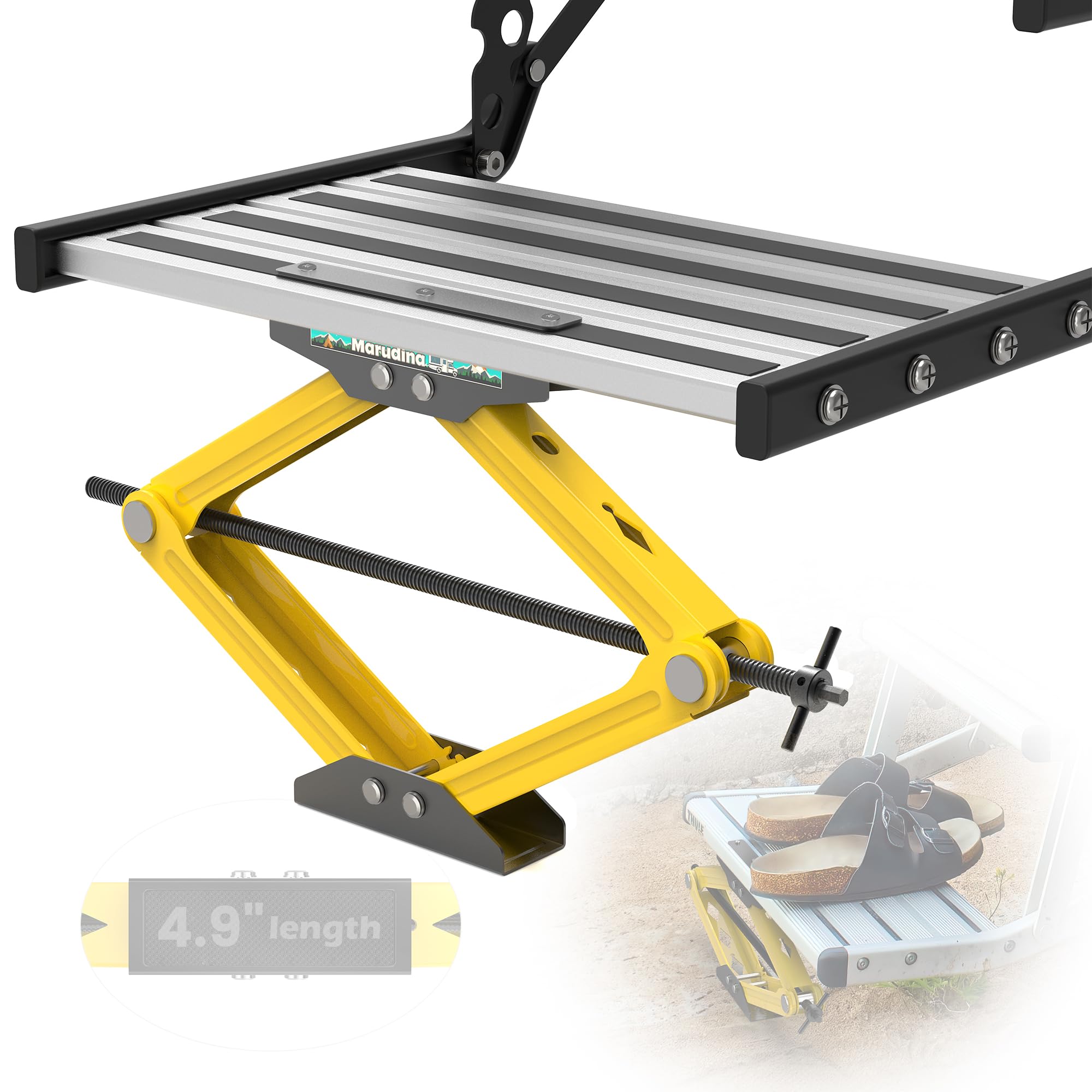 Marudina Kit de estabilizador de escalones de RV para quinta rueda, remolques, autocaravanas, estabilizador de escalones plegable, estabilizador de escalones de caravana resistente, soporta hasta 1500
