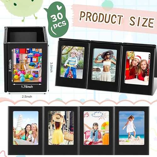 Miniatura 2 de Paquete de 30 mini portarretratos magnéticos de 2 x 3 pulgadas, imán para refrigerador, portarretratos para mesa, juego de marcos de fotos