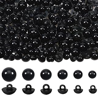 TOAOB 128pcs Sew On Safety Eyes Buttons Black 8mm to 15mm Plastic Mushroom Domed Sewing Crafting Eyes for DIY Stuffed Animals Amigurumis Crochet Doll Making