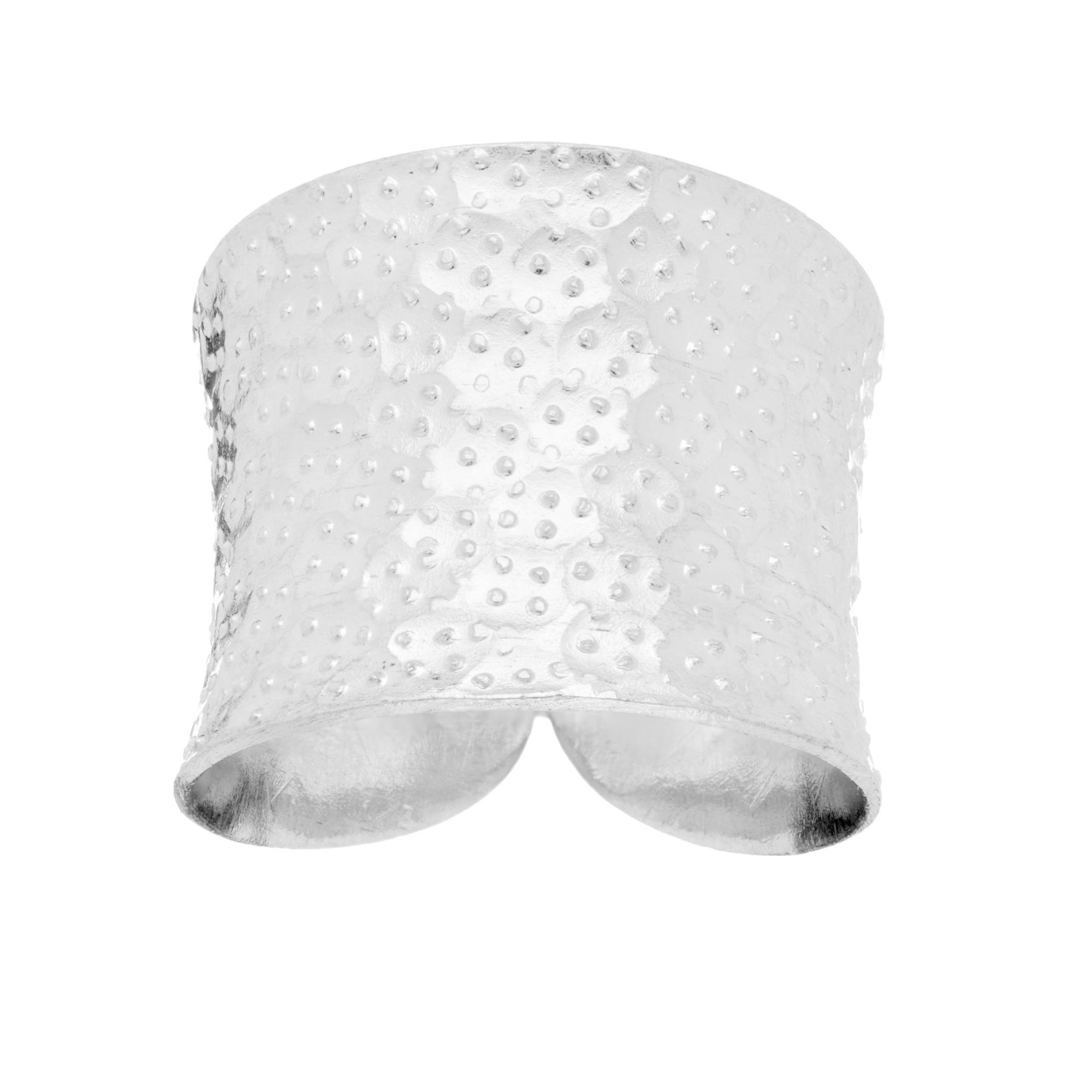 81stgeneration Hill Tribe Anillo de Banda Ancha Martillado de Plata con Textura de Puntos | Anillo Cóncavo Ajustable de Plata 999 para Mujer | Joyería Tribal Medieval | Anillos Gruesos para el Pulgar