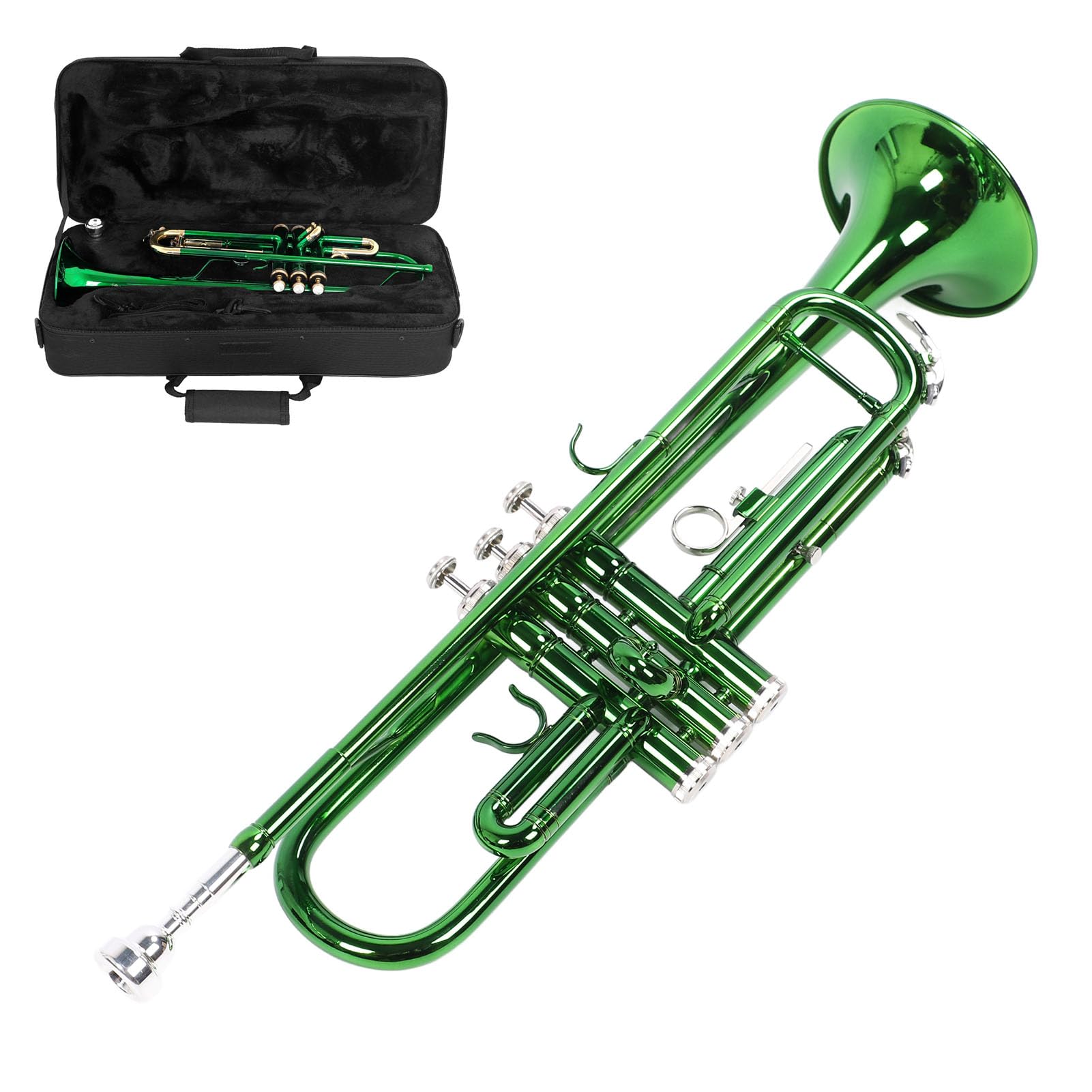 Tromba a 3 Toni, Strumento per Suonare Tromba in Materiale Rame Ni con Bocchino, Tromba Standard per Principianti, Banda Musicale, Insegnante Studente