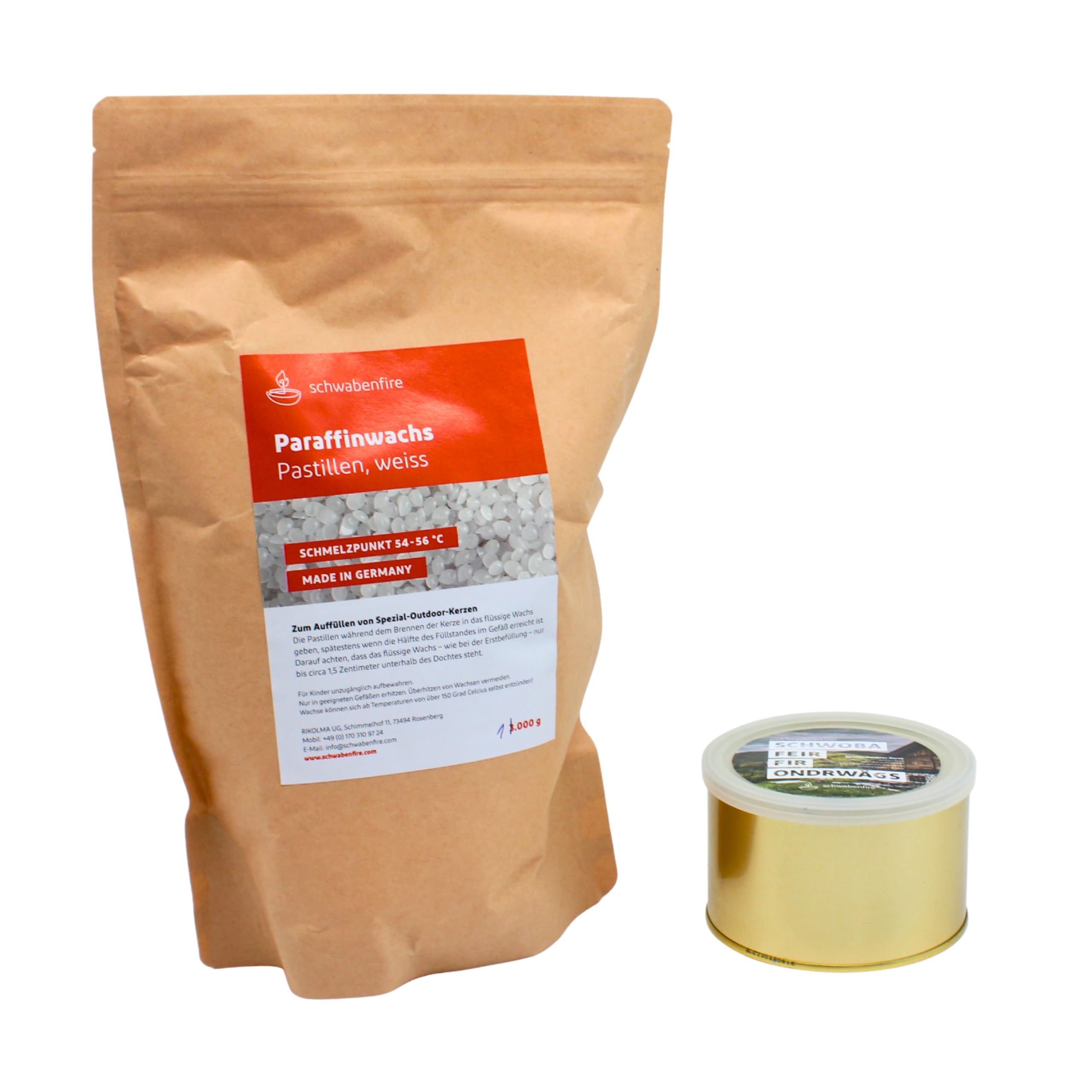 Schwabenfire Outdoor Kerze mit 100% natürlichem Citronella ÖL + 1KG Wachs Dosenkerze Kerzabix Reisekerze Camping Kerzen Geschenke für Frauen Windlicht Großekerze Großes Teelicht Schwabenfeuer