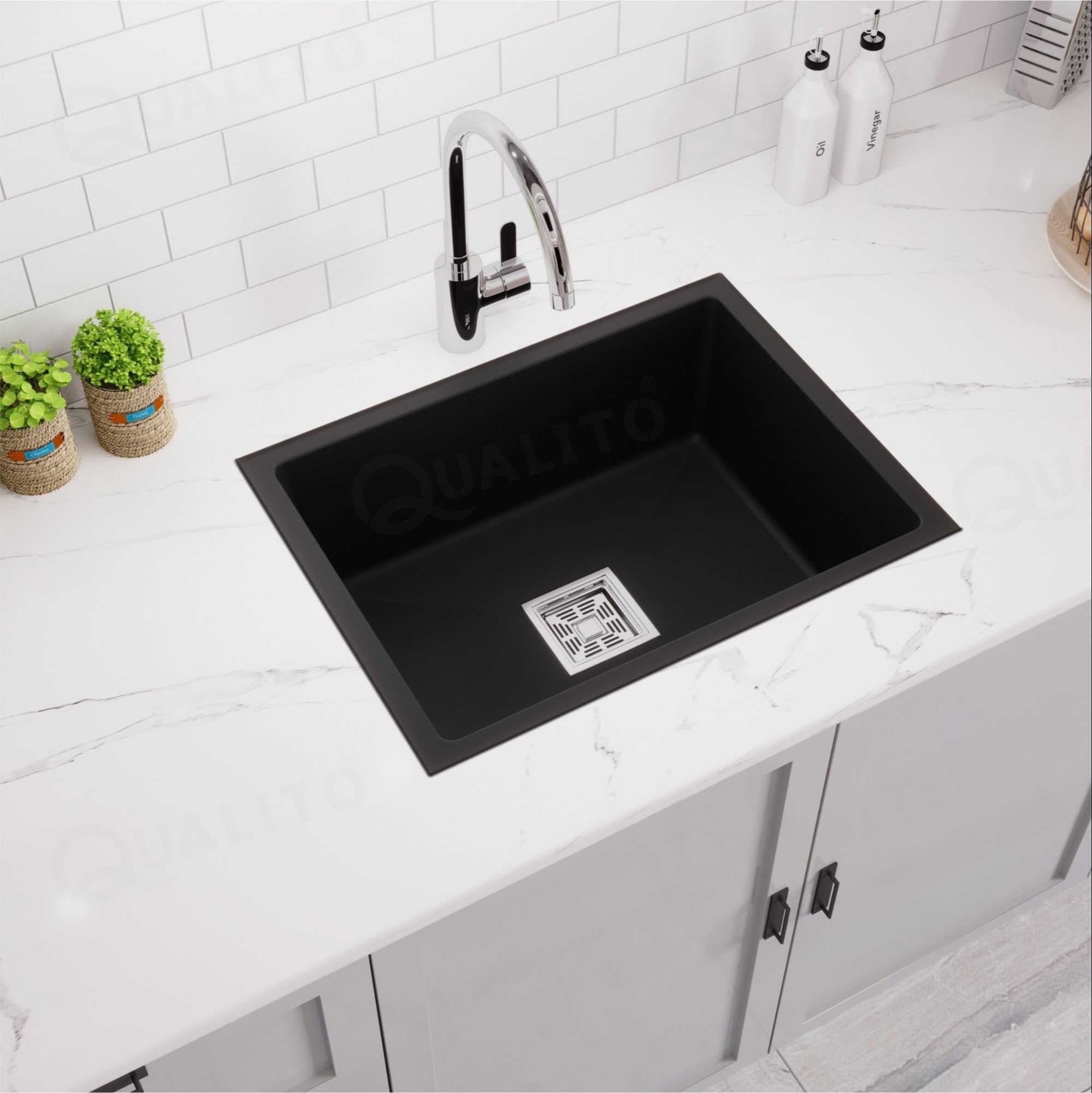 TrueSink Quartz Kitchen Sink 21x18X9 Inches Black Color With Waste Coupling & Waste Pipe | Sound, Scratch and Heat Proof Single Bowl Matt Finish Granite Kitchen Sink (B0CL6NWFR5) Amazon Price History, Amazon Price Tracker