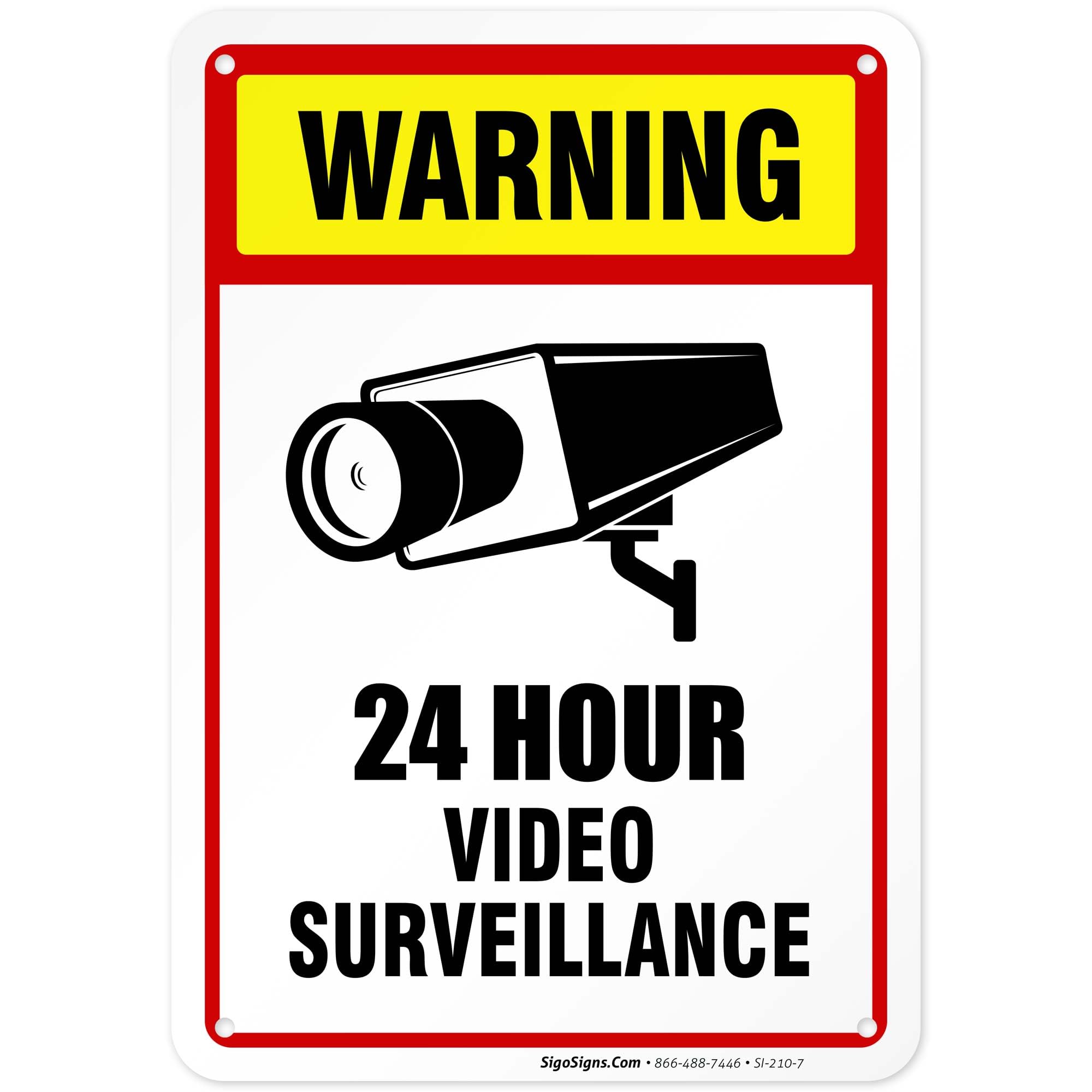 24 horas de vídeo vigilancia Sign 7 X 10 .40 aluminio señal