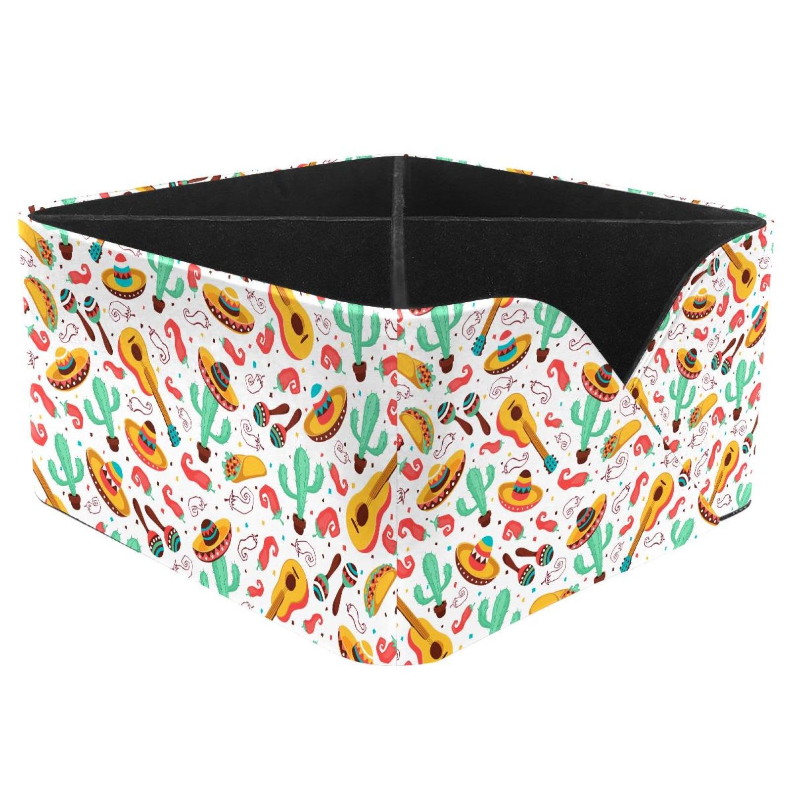 KengjuTesu Mexican Guitar Culture Symbol Desktop Organizer Pen Holder, Rectangular Pencil Cup for Office, Study and Makeup Stations
