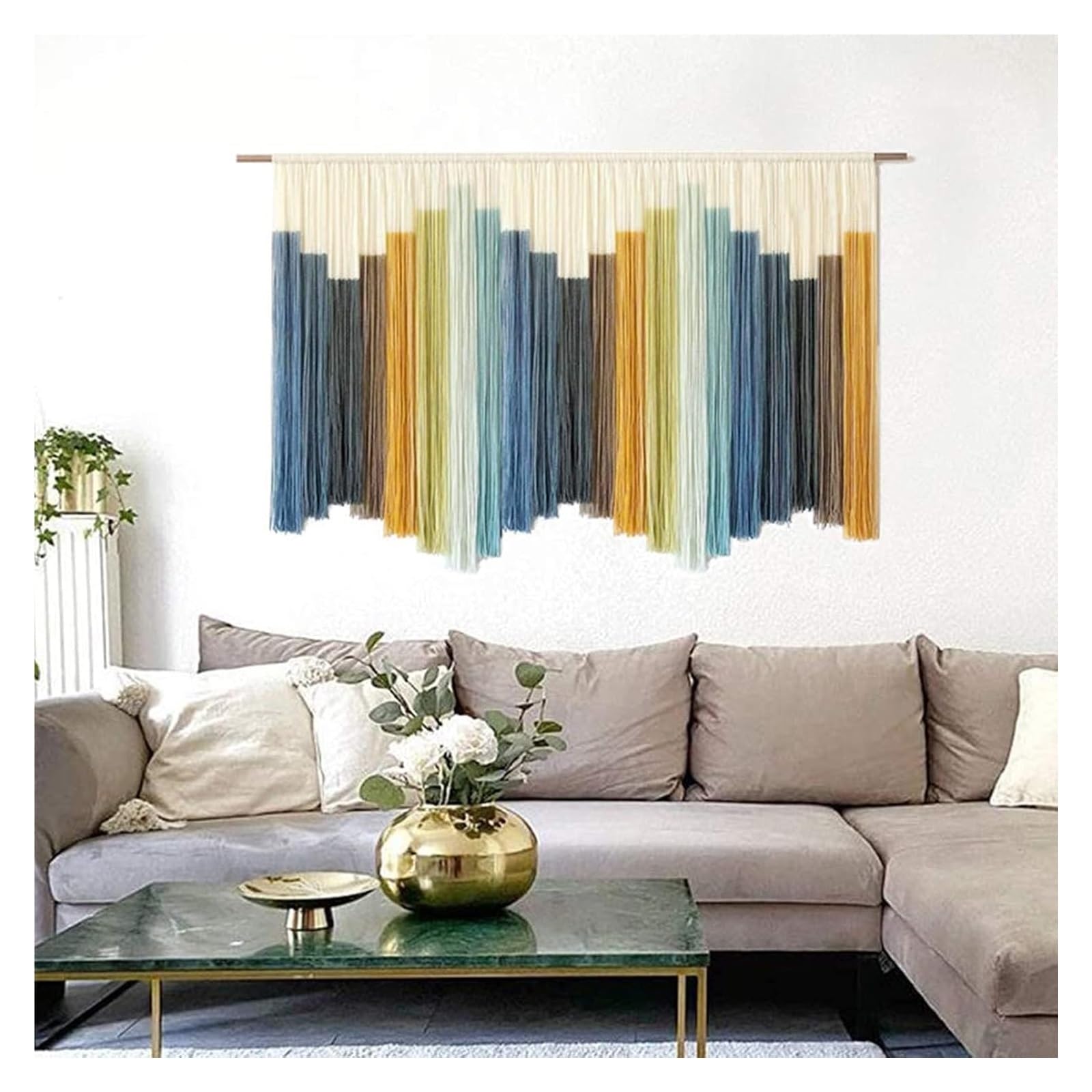 Wisząca na ścianie sztuka tkana gobelinowa, duża ręcznie robiona bawełniana tkana gobelinowa dekoracja ścienna Boho Wedding do sypialni, salonu, galerii, pokoju dziecięcego, dekoracji ślubnej