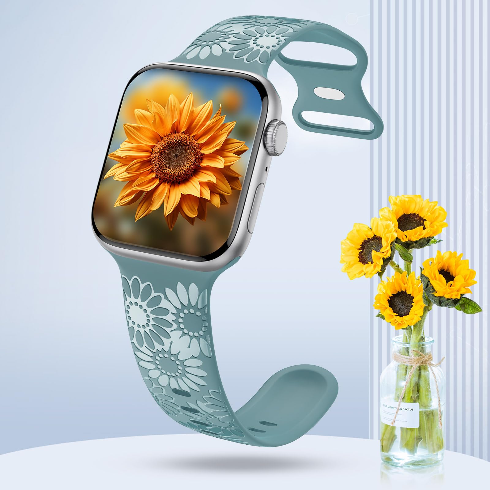 Engraved Sunflower Band For Apple Watch TOYOUTHS Sunflower