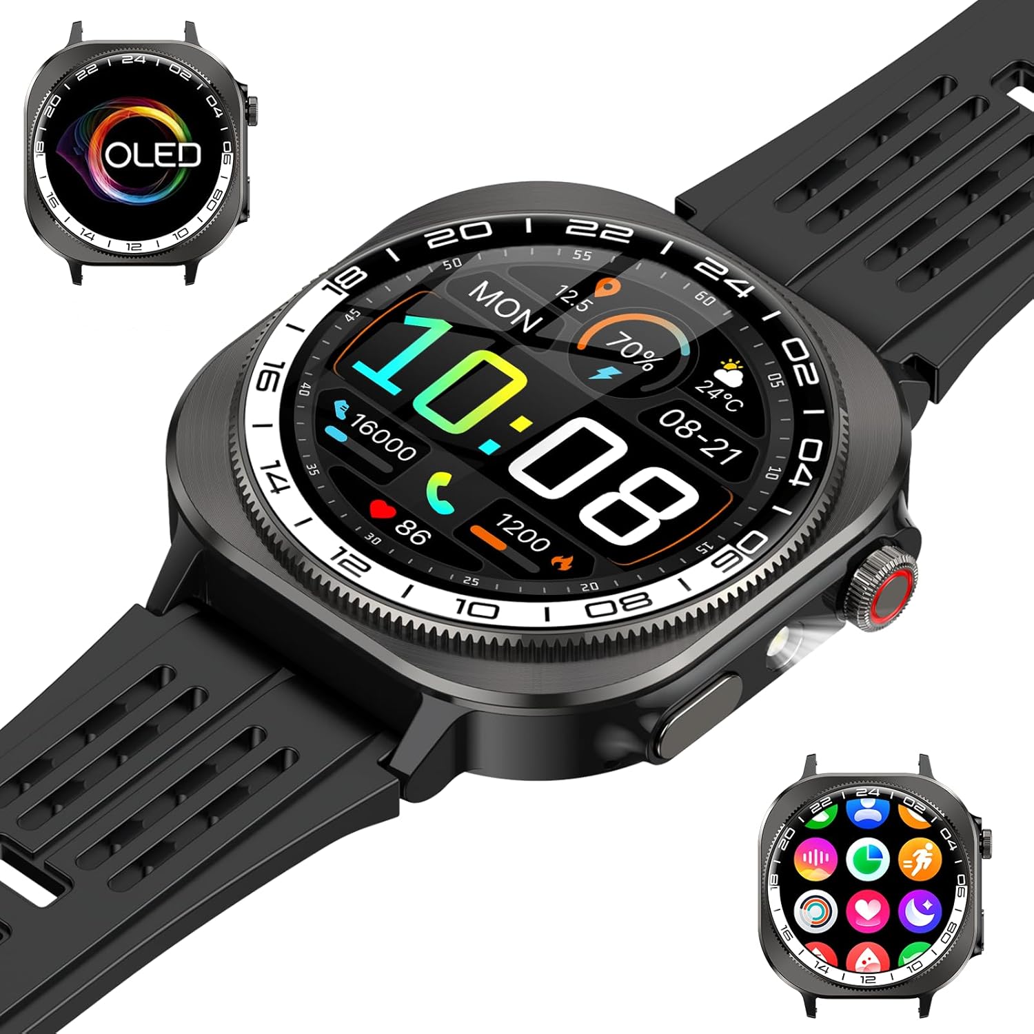 Military Smart Watches for Men Answer Make Call AMOLED 1 43 Smartwatch Flashlight 130 Sports Heart Rate Sleep