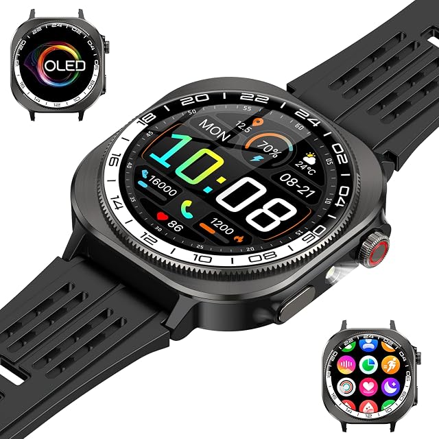 Military Smart Watches for Men Answer Make Call AMOLED 1 43 Smartwatch Flashlight 130 Sports Heart Rate Sleep