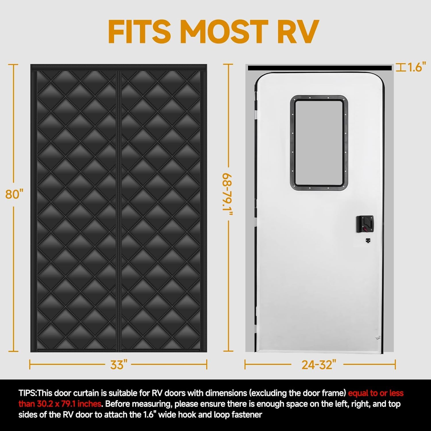 Rideau de porte magnétique à isolation thermique pour camping-car, caravane, remorque, camping