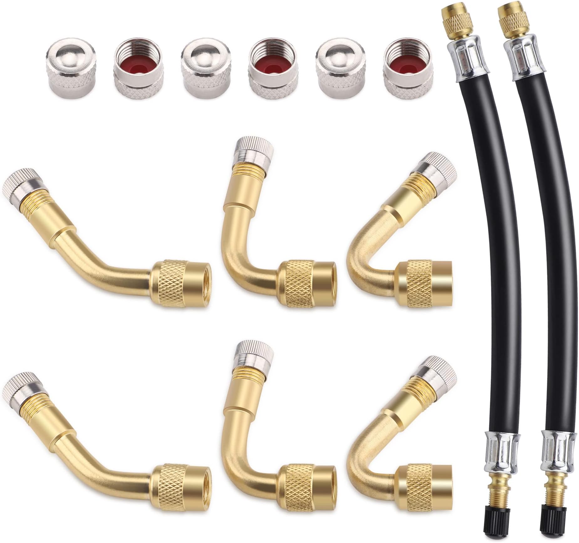 Anhoer Reifen Ventil Verlängerung Set - 45/90/135 Grad Adapter Mit Gummischläuchen