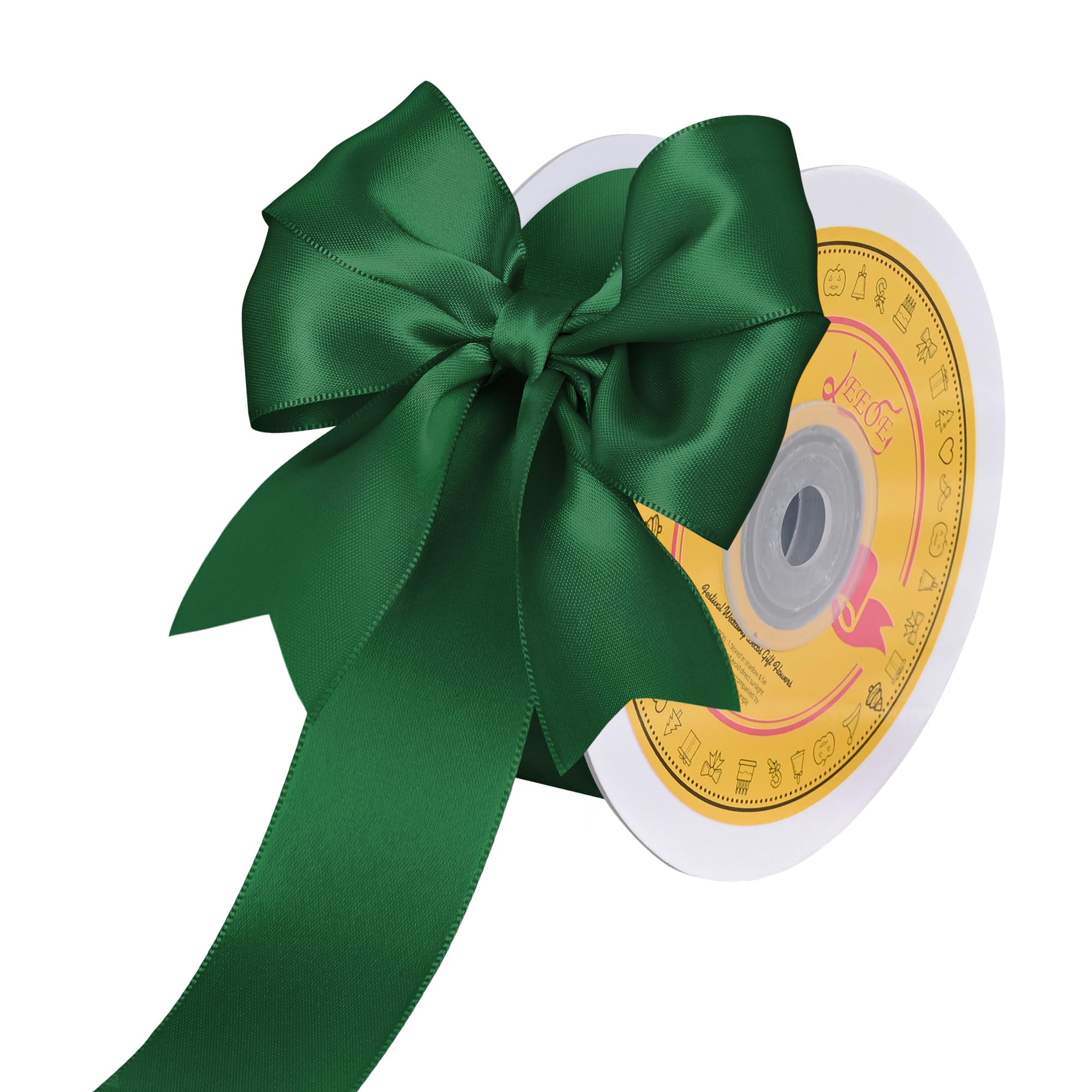 Double Face Forest Green Satin Ribbon 1-1/2 inch X 25 Yards Polyester Forest Green Ribbon for Gift Wrapping Very Suitable for Weddings Party Hair Bow Invitation Decorations and More