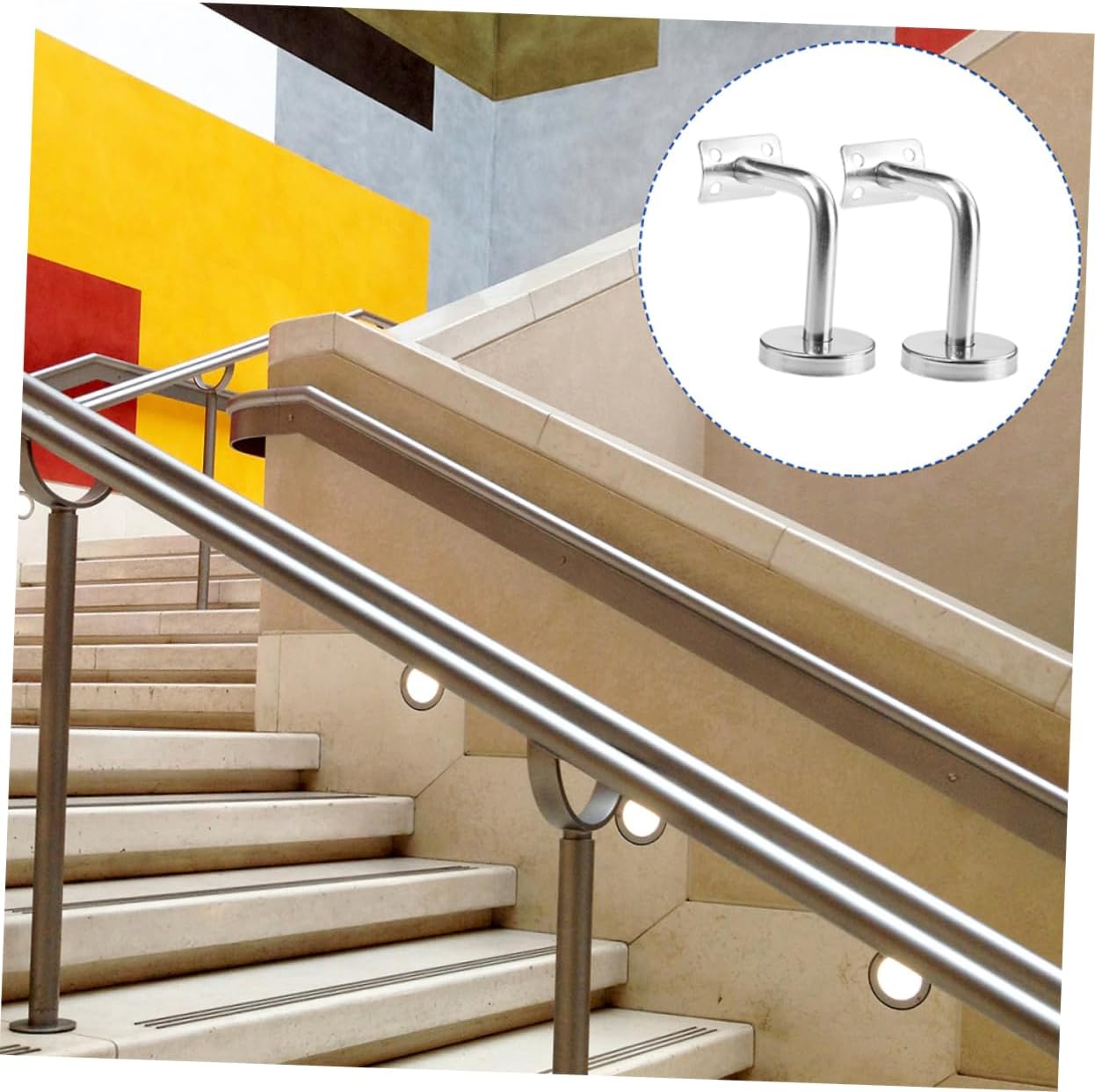 TEHAUX 6pcs DIY Handrail Support Stairway Railing Bracket Stainless Steel Handrail Holder Stair Railing Brackets
