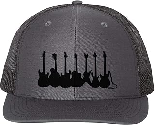Ebenezer Fire Apparel Guitars/Musican Hat/Snapback/Adjustable Strap/Black Text (Charcoal/Black)
