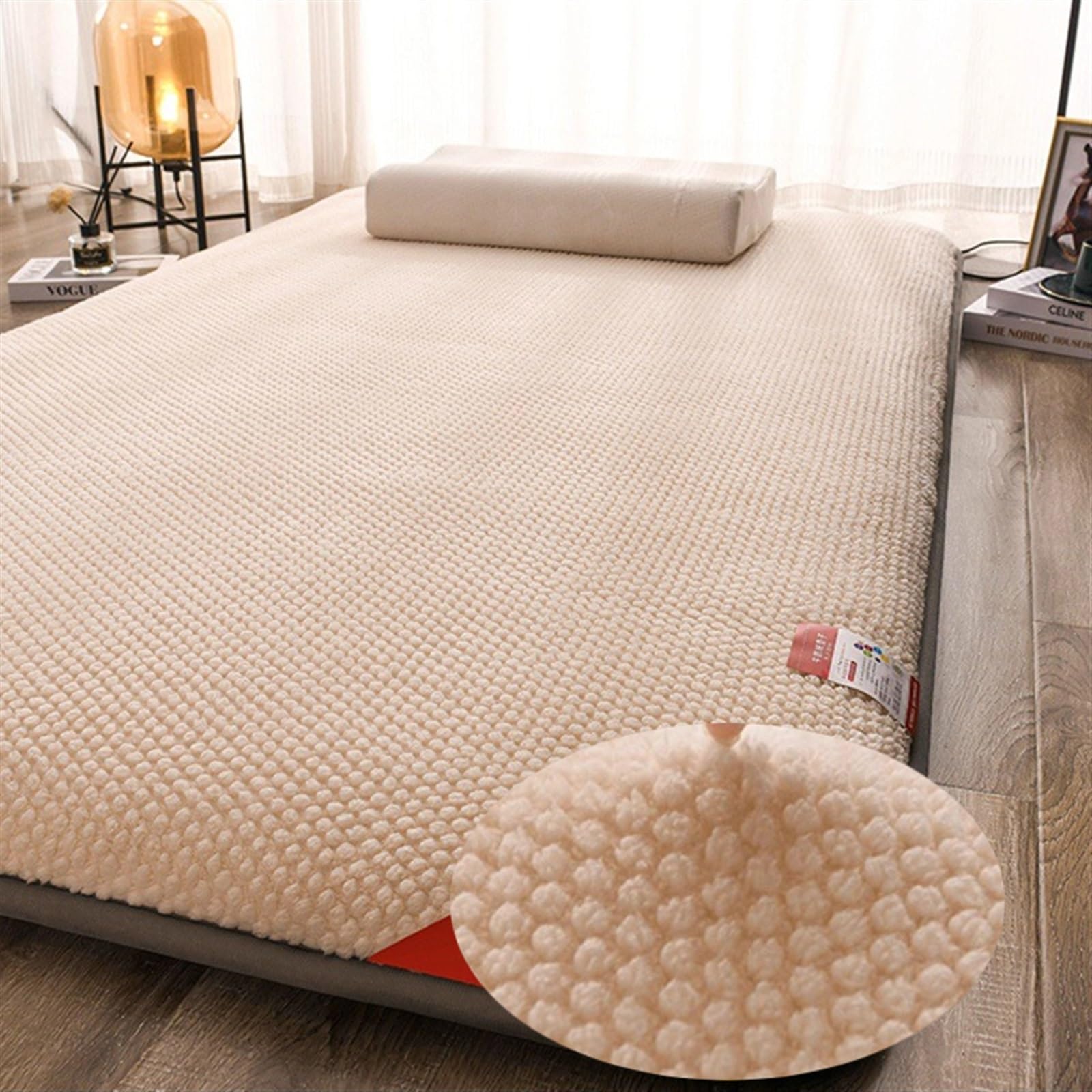 Colchón De Futón, Colchón De Tatami Tradicional Japonés, Colchón De Piso Plegable, Colchón De Cama Ultra Suave, Tapete De Tatami Doble Individual, Camping, Hogar (Color : White, Size : Twin
